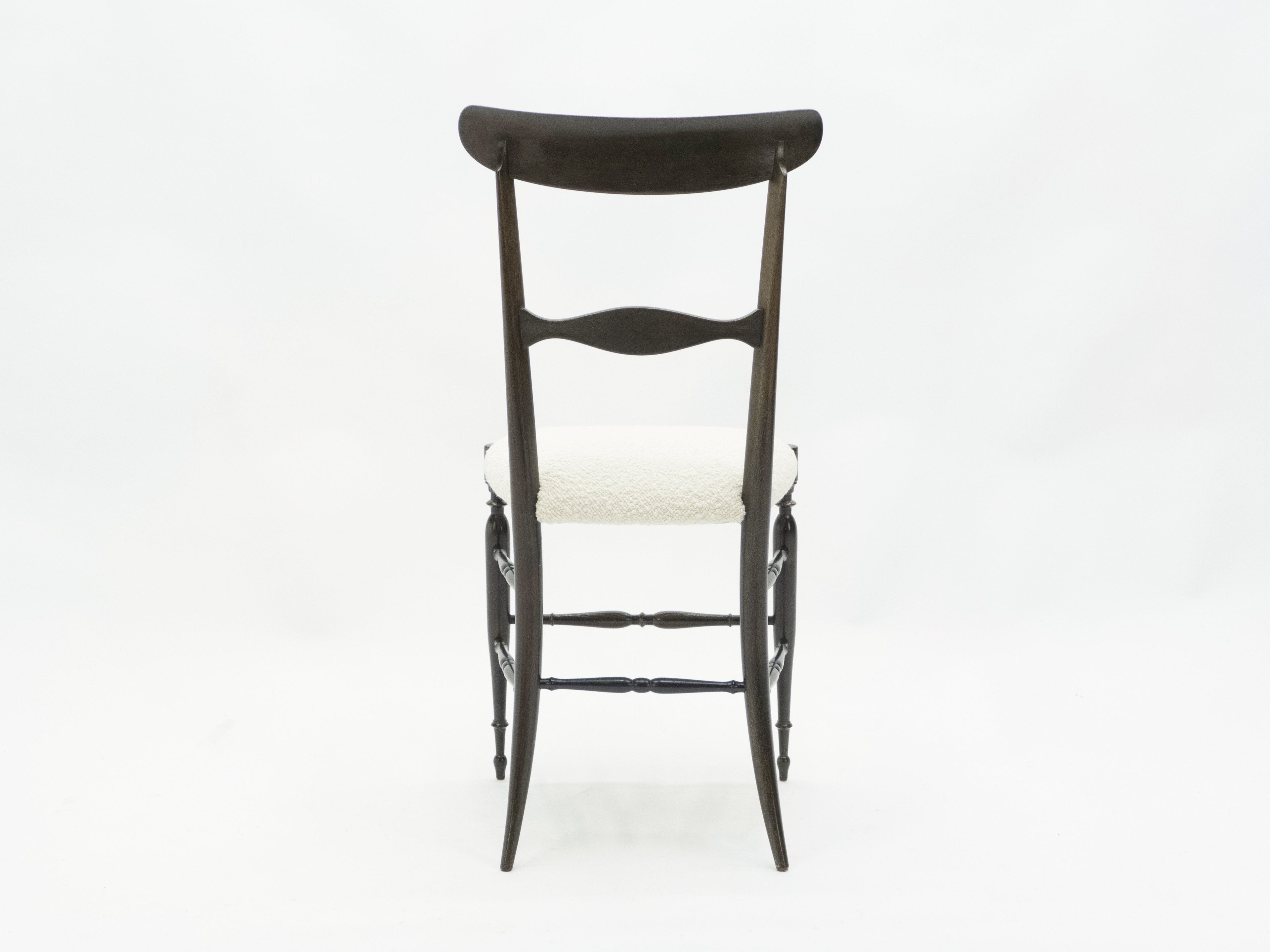 Rare set of six Campanino Chiavari walnut chairs by Fratelli Levaggi 1950