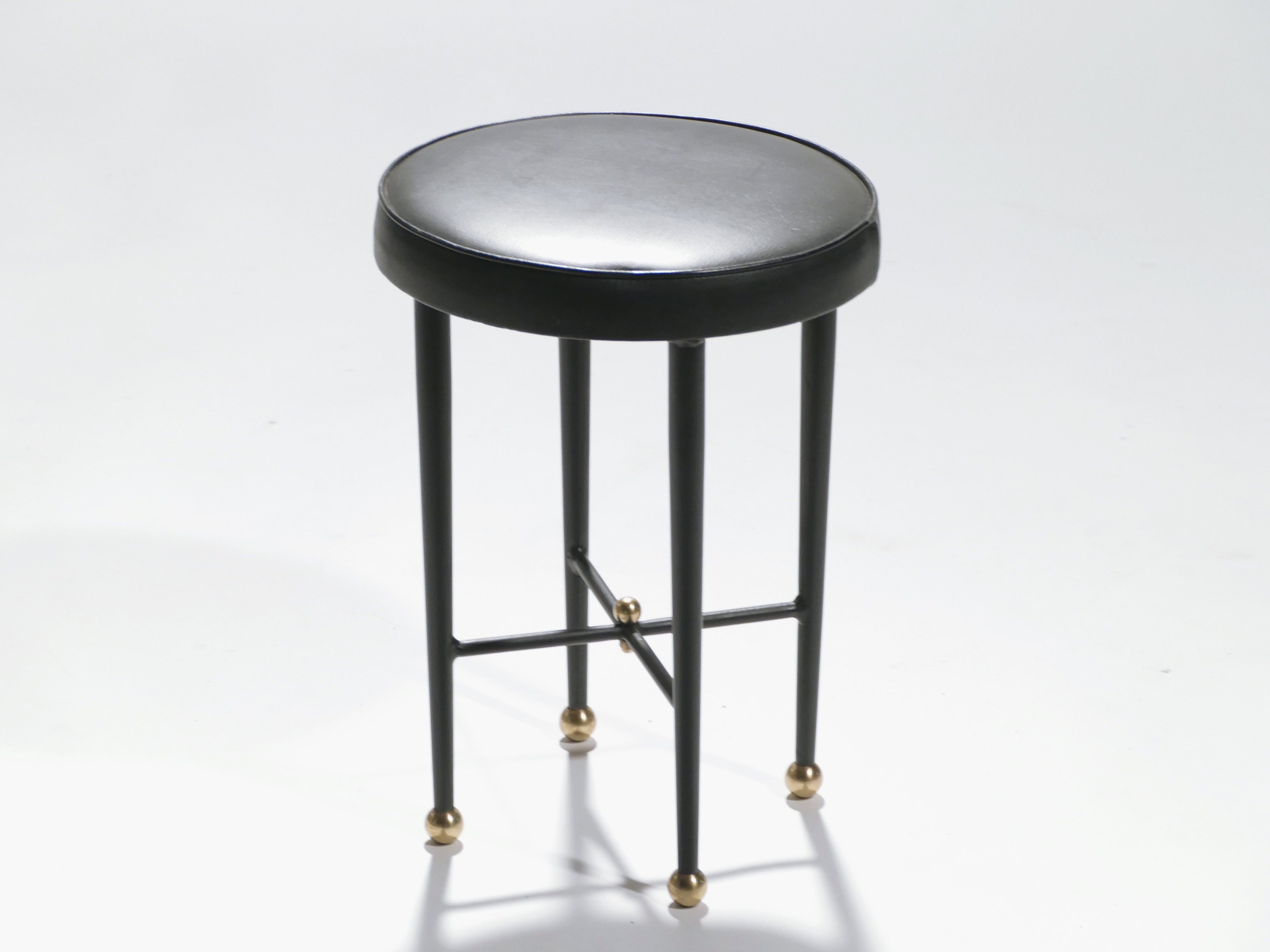 French Jacques Adnet leather desk vanity with stool 1940s