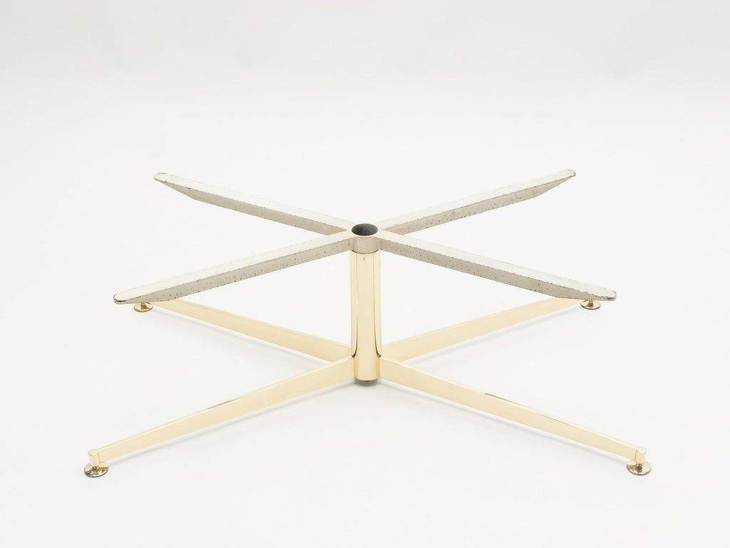 First Arflex Edition by Michel Kin Elliptical travertine brass Coffee Table 1960