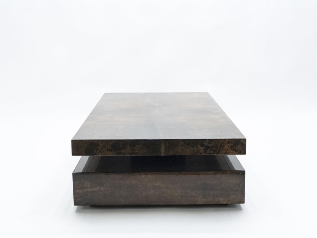 Large goatskin parchment coffee table by Aldo Tura 1960s