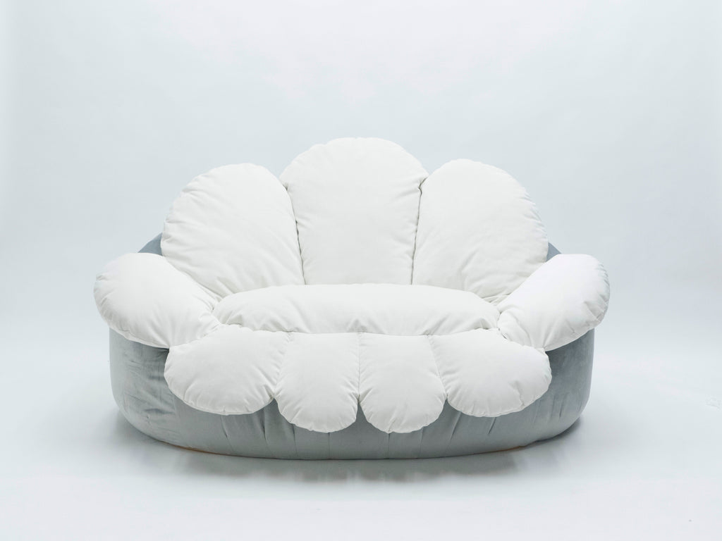 Unique velvet flower Sofa by Raphael Raffel for Honore Paris late 1970s