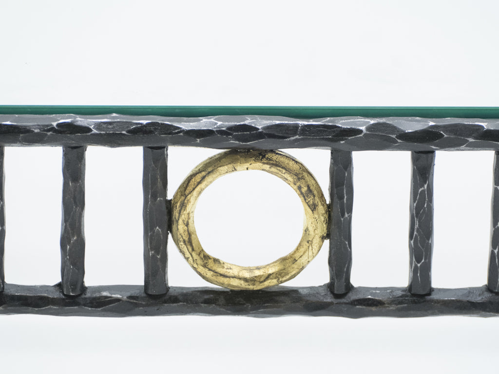 Rare signed gilded wrought iron coffee table by Garouste & Bonetti 1995