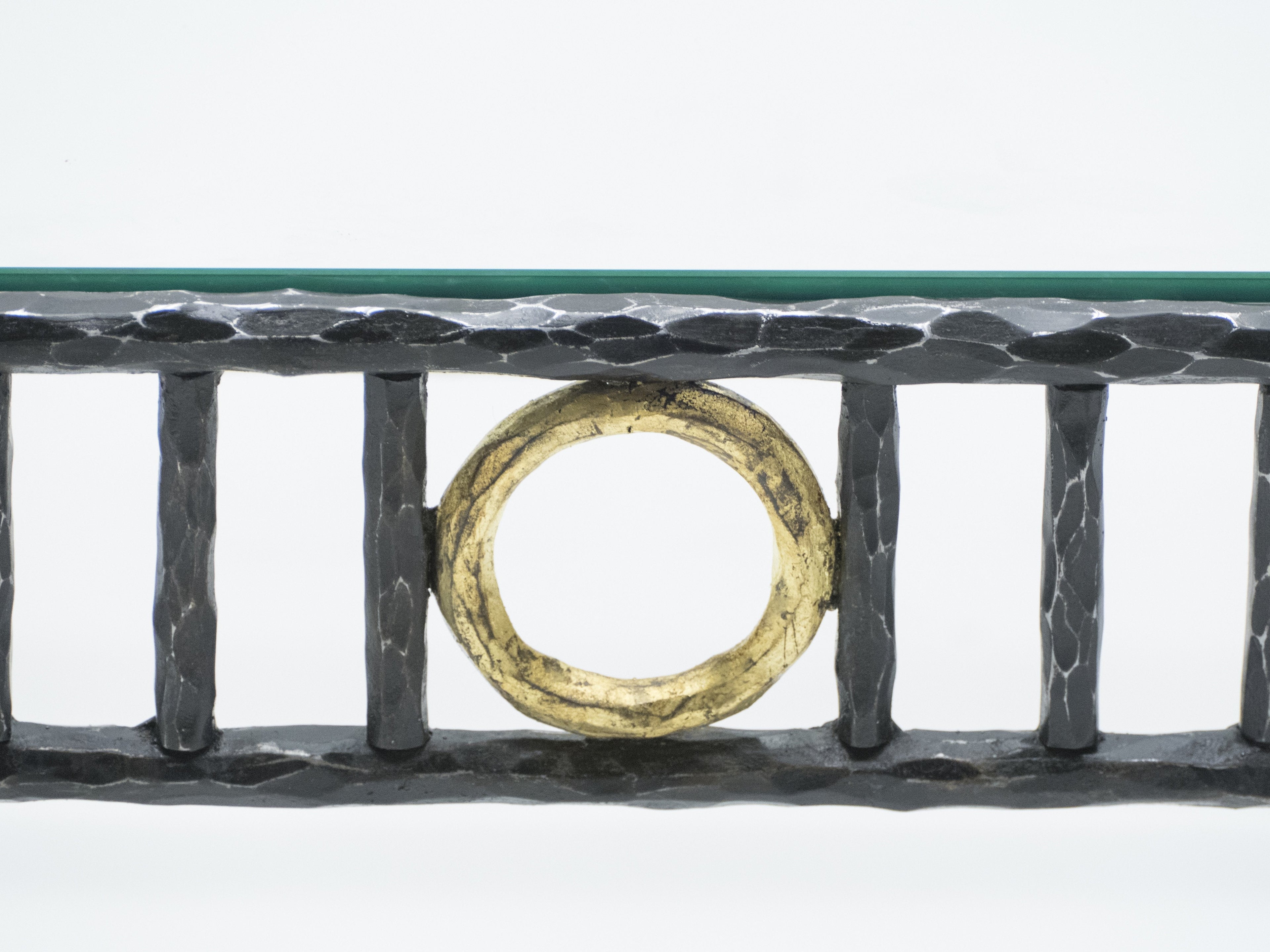 Rare signed gilded wrought iron coffee table by Garouste & Bonetti 1995