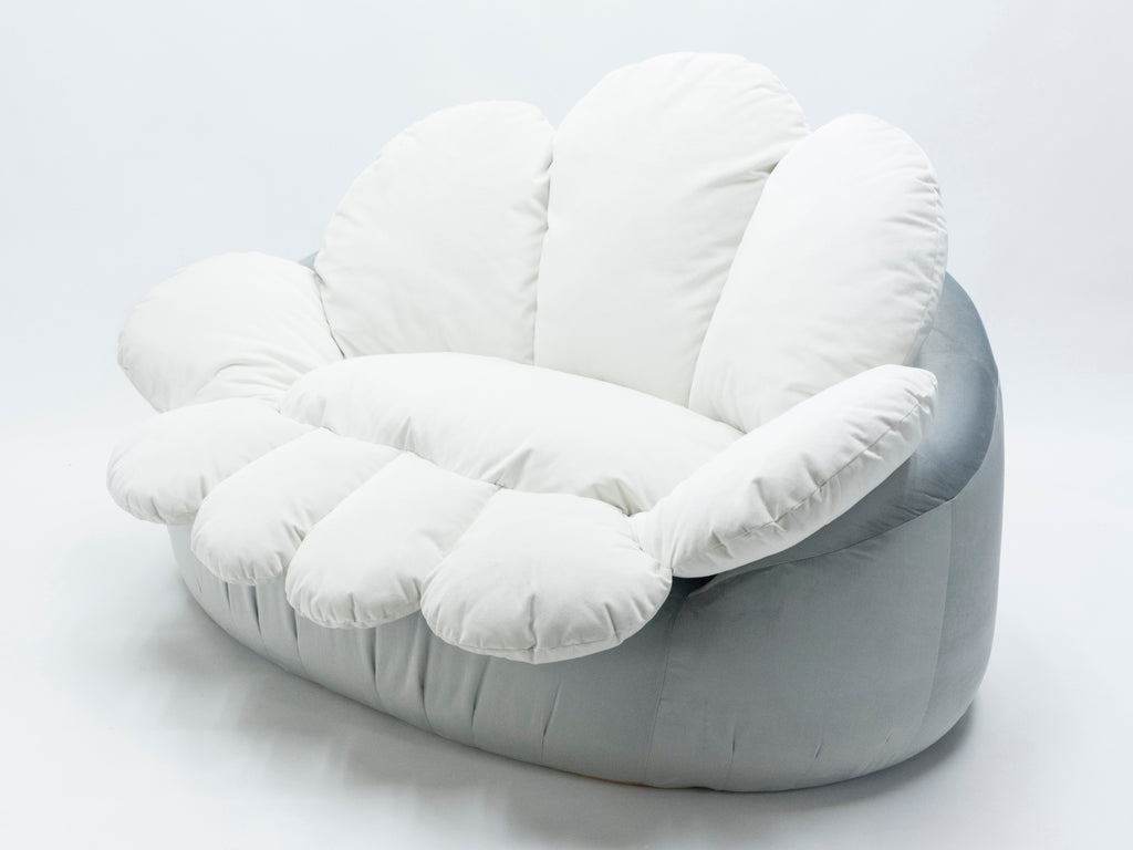 Unique velvet flower Sofa by Raphael Raffel for Honore Paris late 1970s