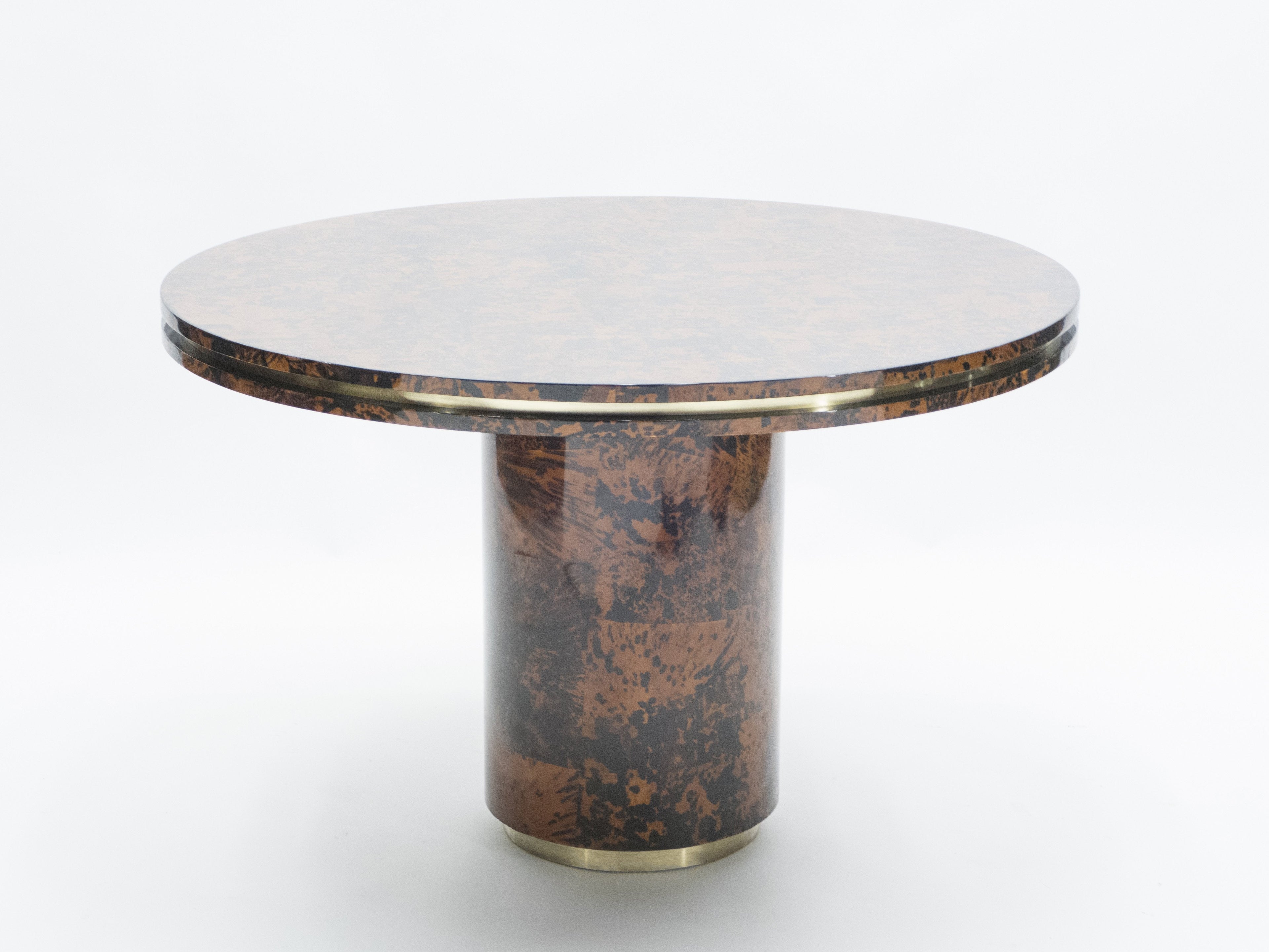 Unique Italian Dining table brass tortoise shells by Ottini Milano 1973