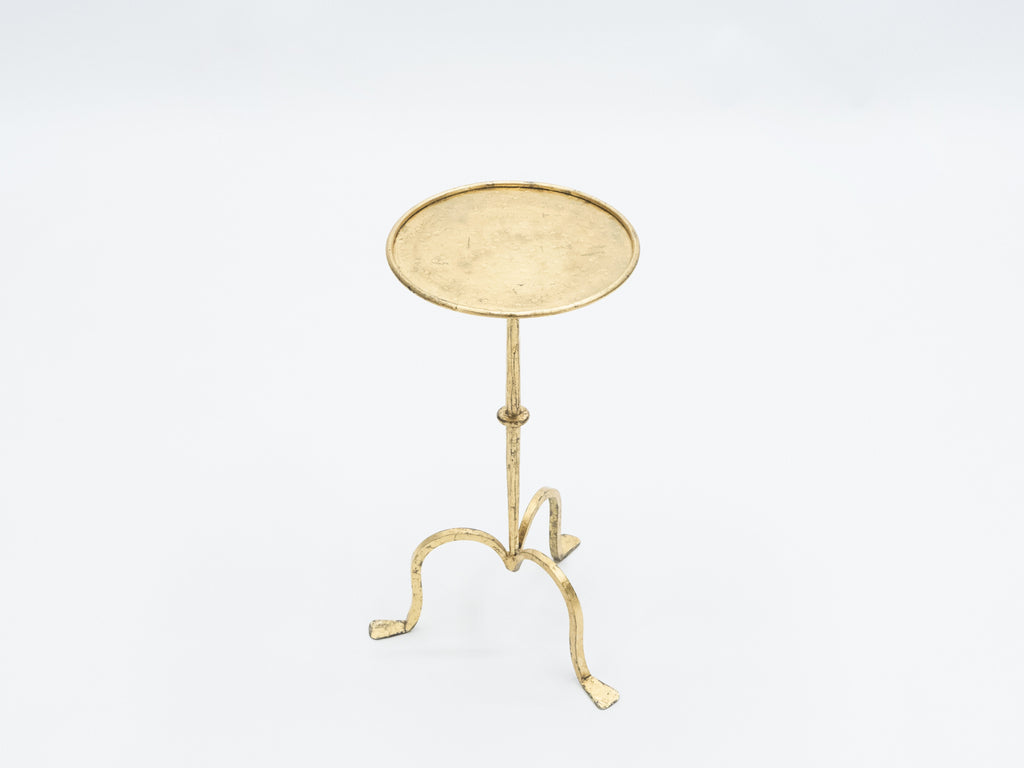 Rare French Henri Pouenat gilt wrought iron gold leaf gueridon 1960s