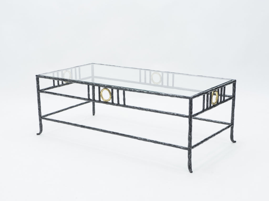 Rare signed gilded wrought iron coffee table by Garouste & Bonetti 1995