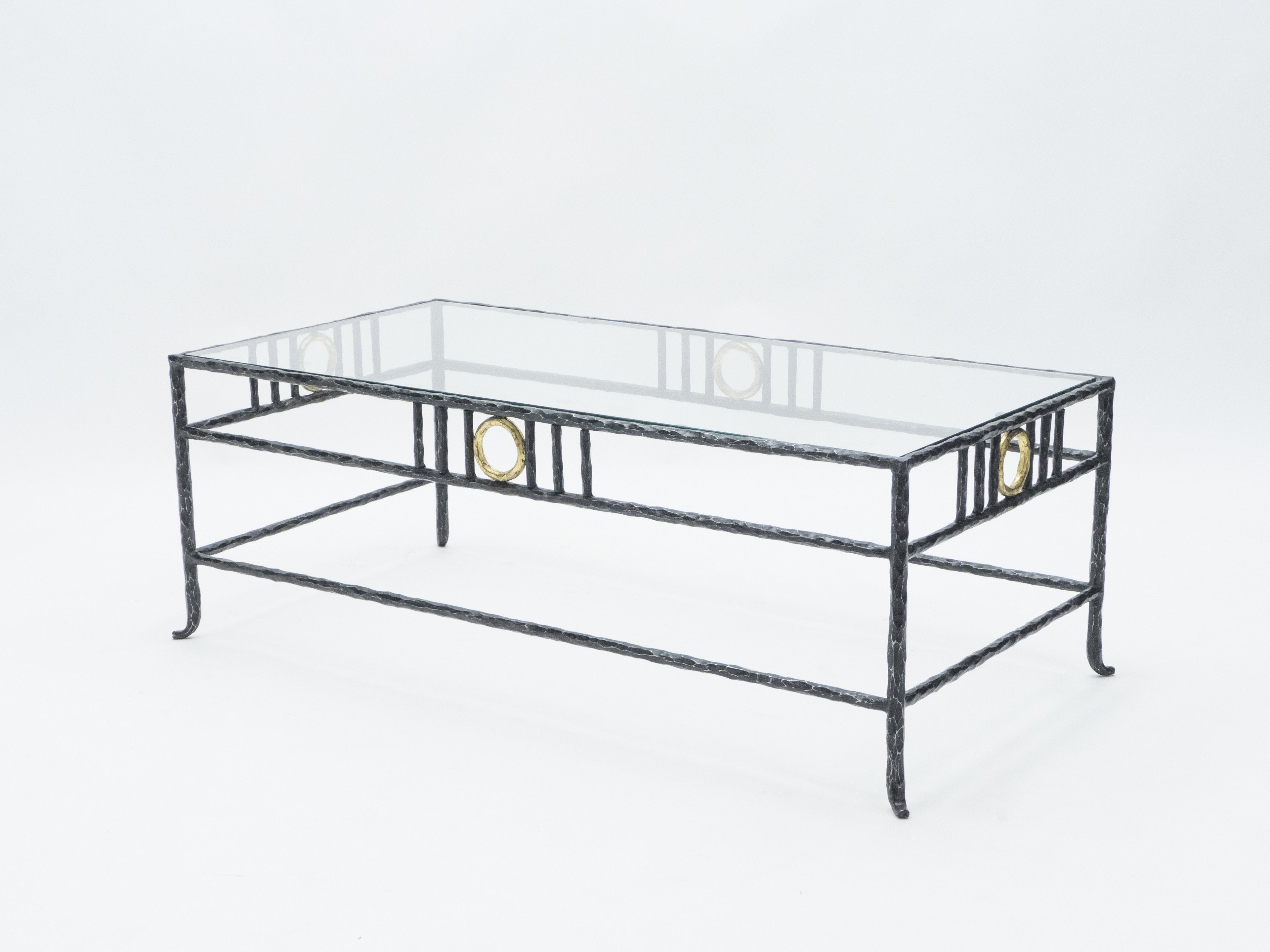 Rare signed gilded wrought iron coffee table by Garouste & Bonetti 1995