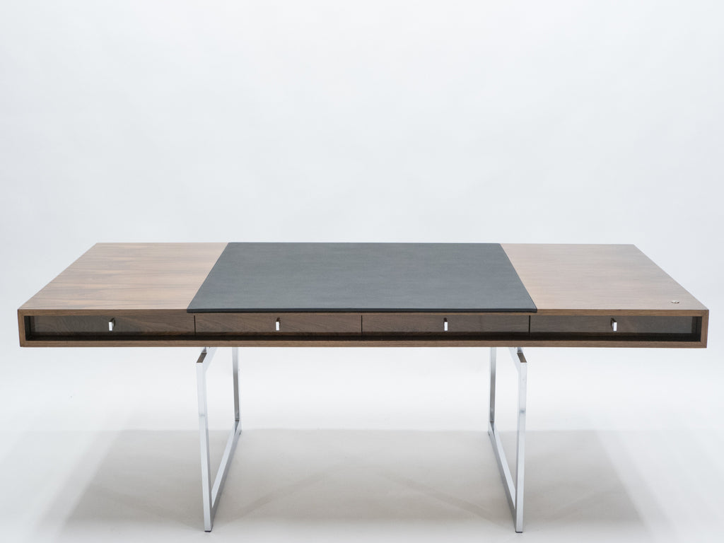Unique Bodil Kjaer Rosewood chrome desk E. Pedersen & Søn Denmark 1960s