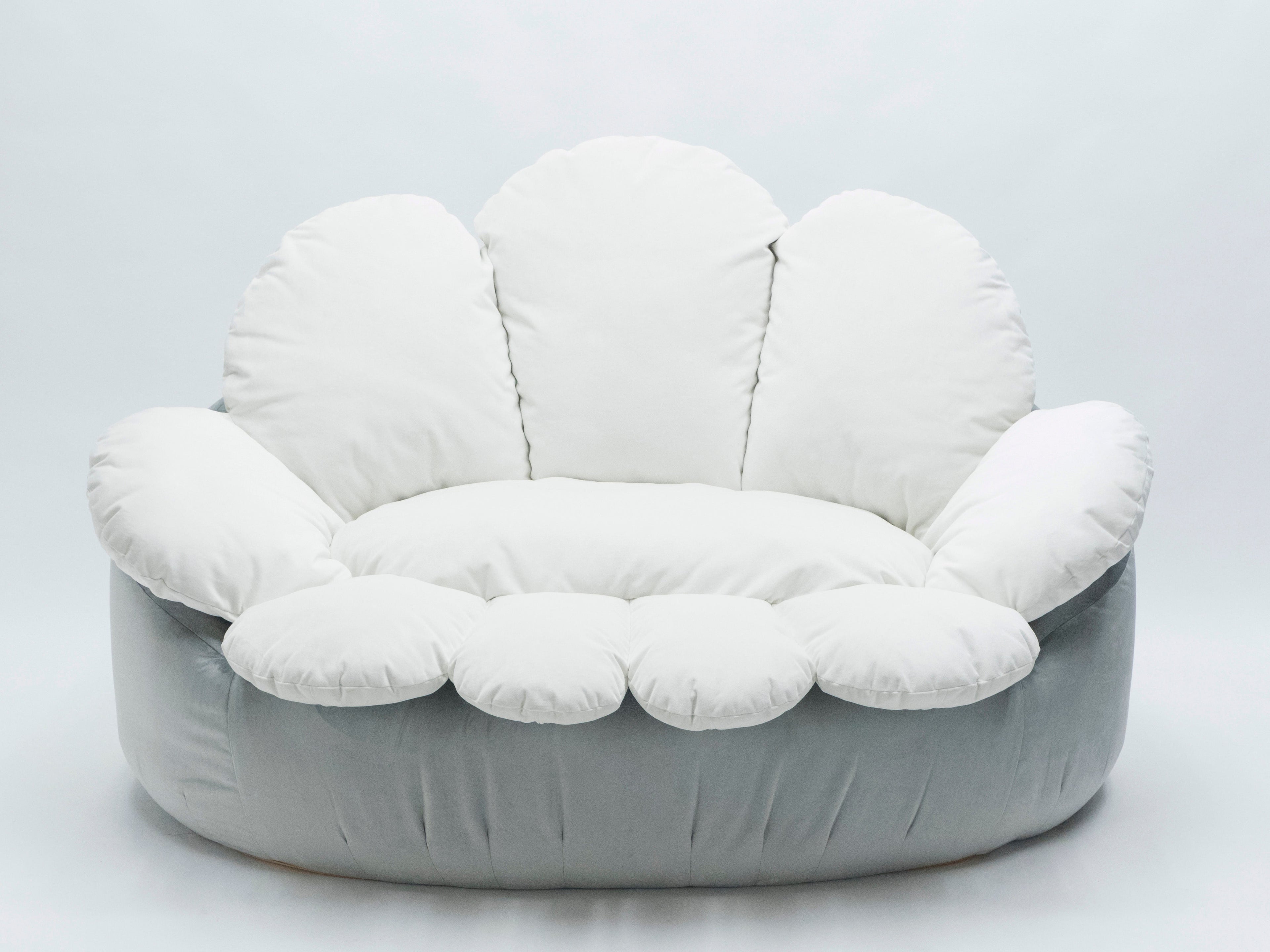 Unique velvet flower Sofa by Raphael Raffel for Honore Paris late 1970s