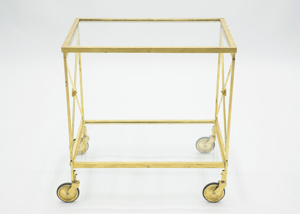 French neoclassical Maison Jansen gilded iron bar cart 1960s