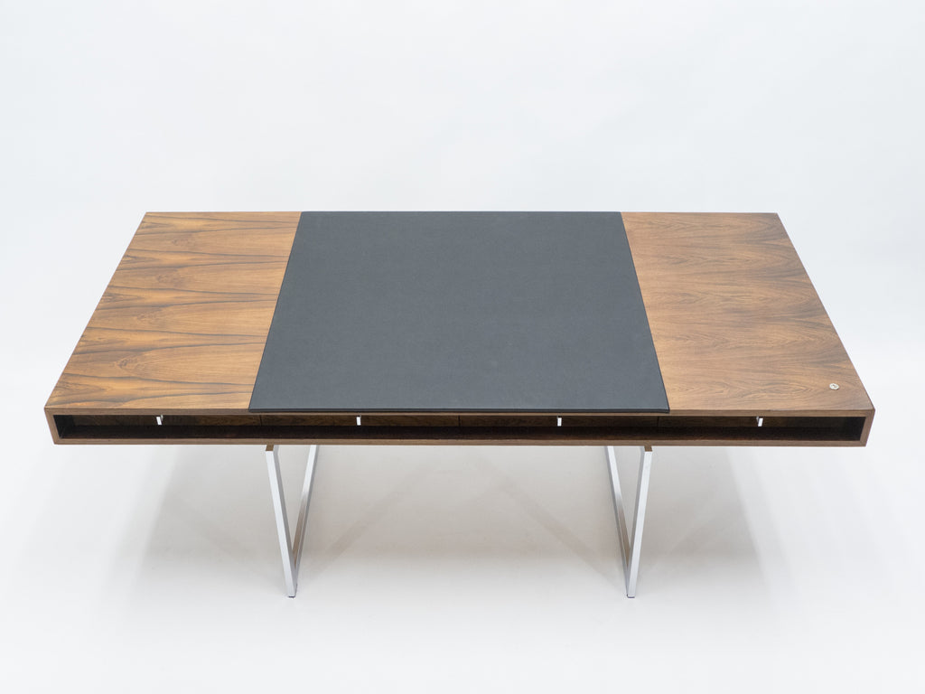 Unique Bodil Kjaer Rosewood chrome desk E. Pedersen & Søn Denmark 1960s