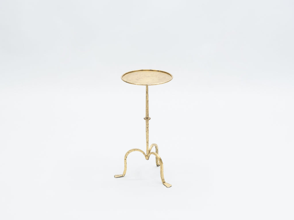 Rare French Henri Pouenat gilt wrought iron gold leaf gueridon 1960s