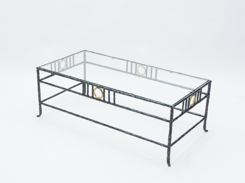 Rare signed gilded wrought iron coffee table by Garouste & Bonetti 1995