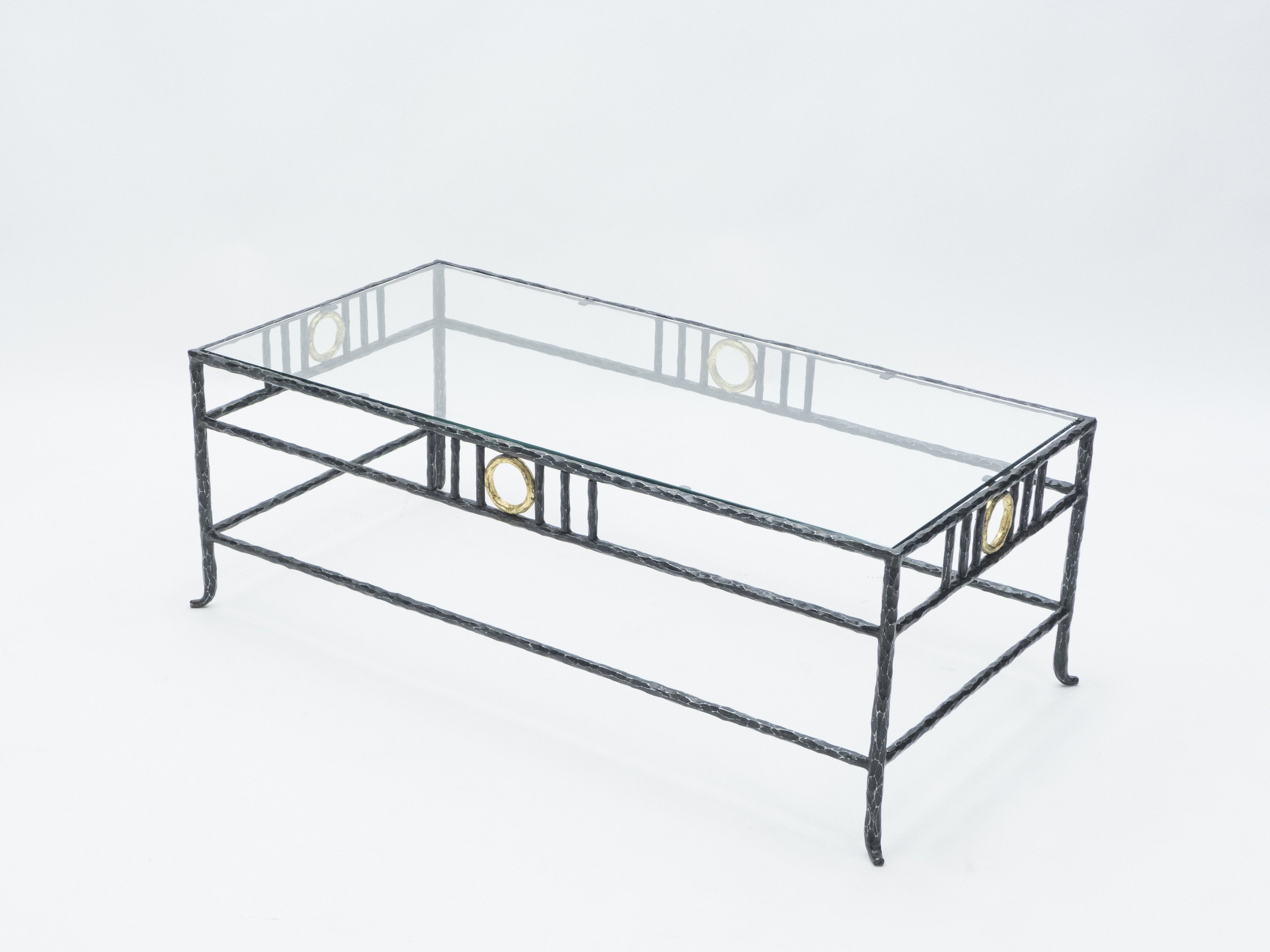 Rare signed gilded wrought iron coffee table by Garouste & Bonetti 1995