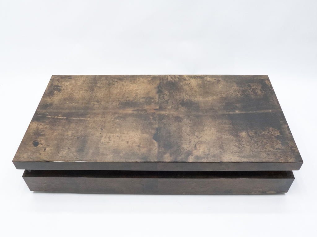 Large goatskin parchment coffee table by Aldo Tura 1960s