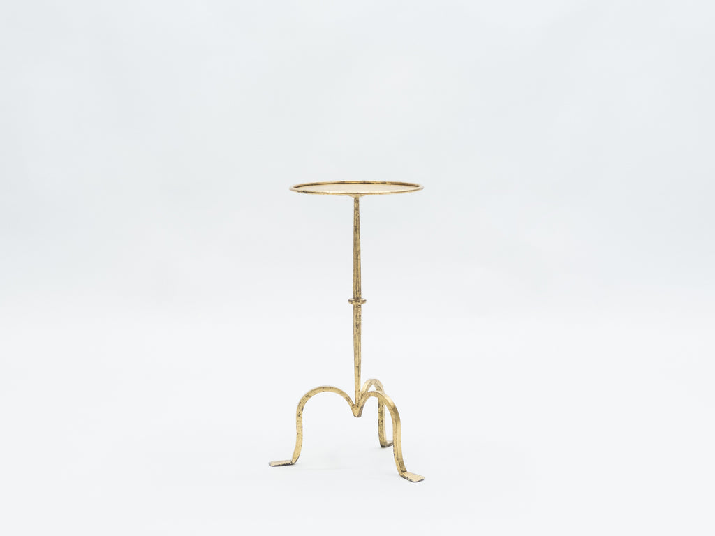 Rare French Henri Pouenat gilt wrought iron gold leaf gueridon 1960s