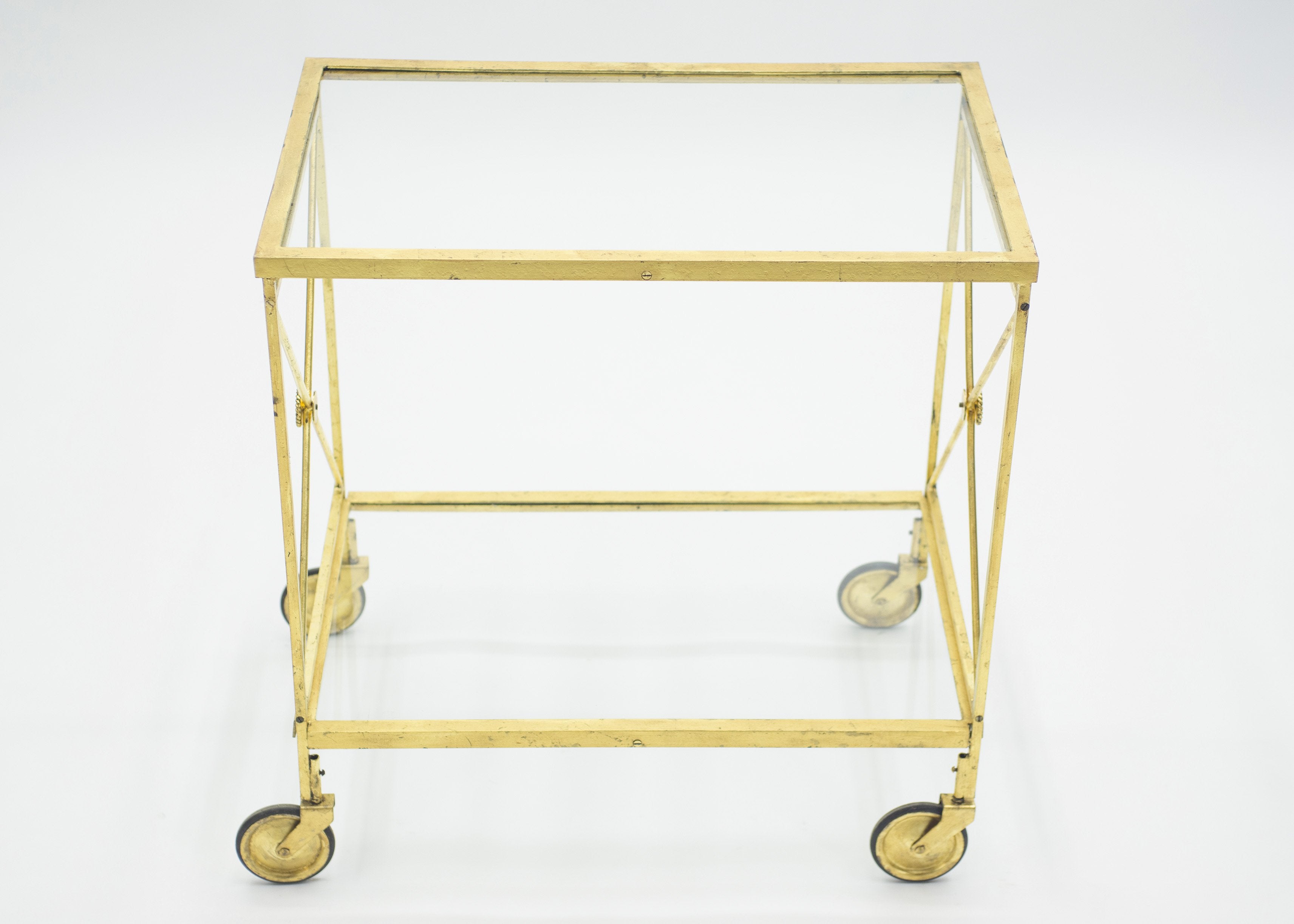 French neoclassical Maison Jansen gilded iron bar cart 1960s