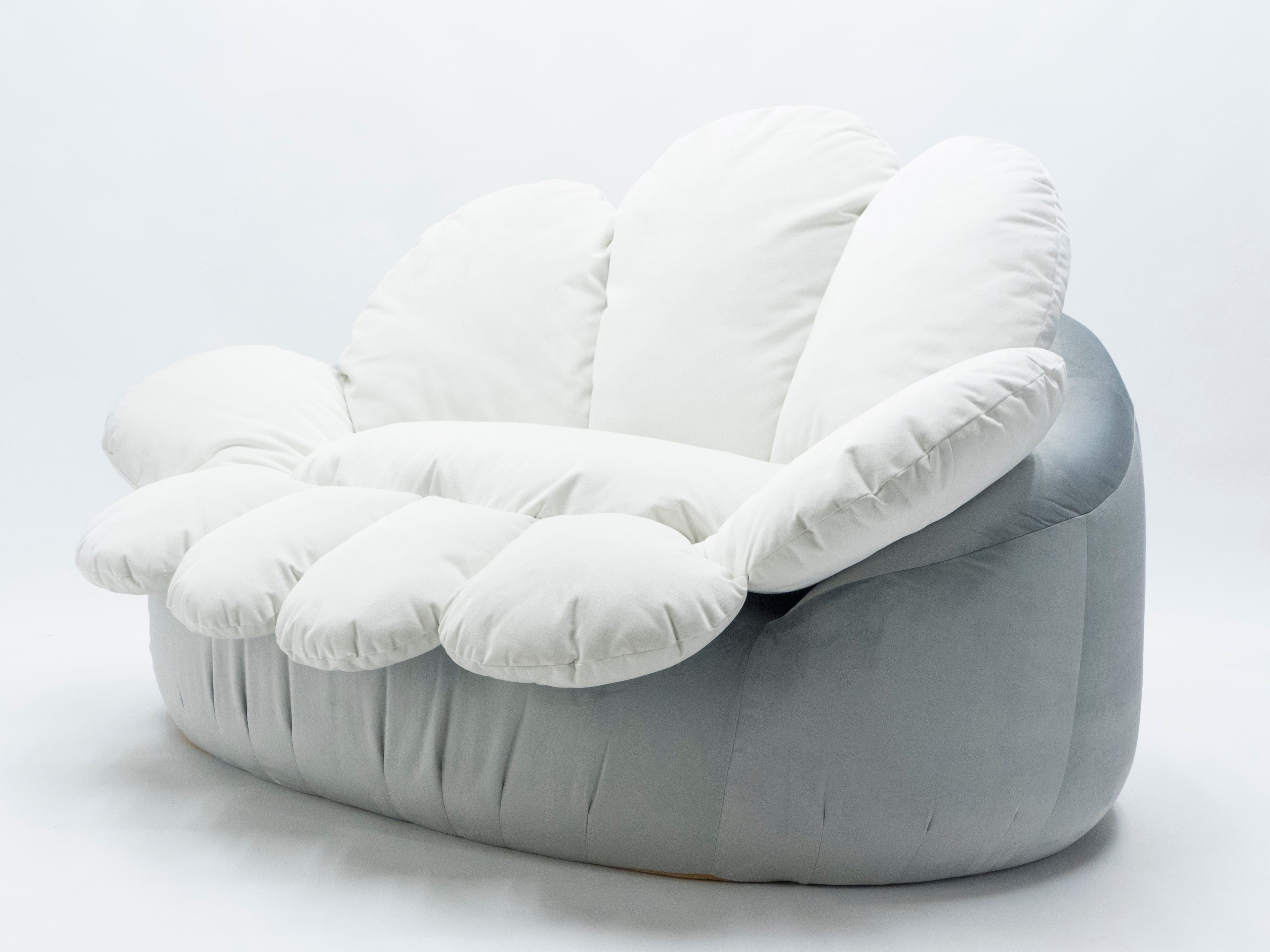 Unique velvet flower Sofa by Raphael Raffel for Honore Paris late 1970s