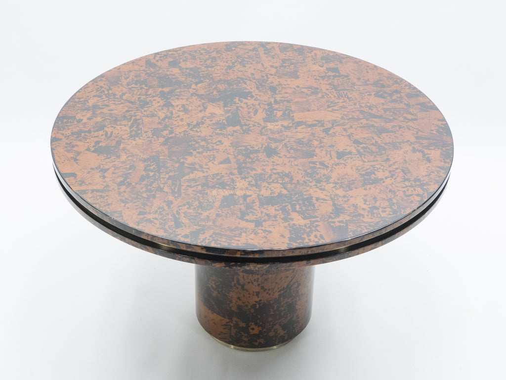 Unique Italian Dining table brass tortoise shells by Ottini Milano 1973