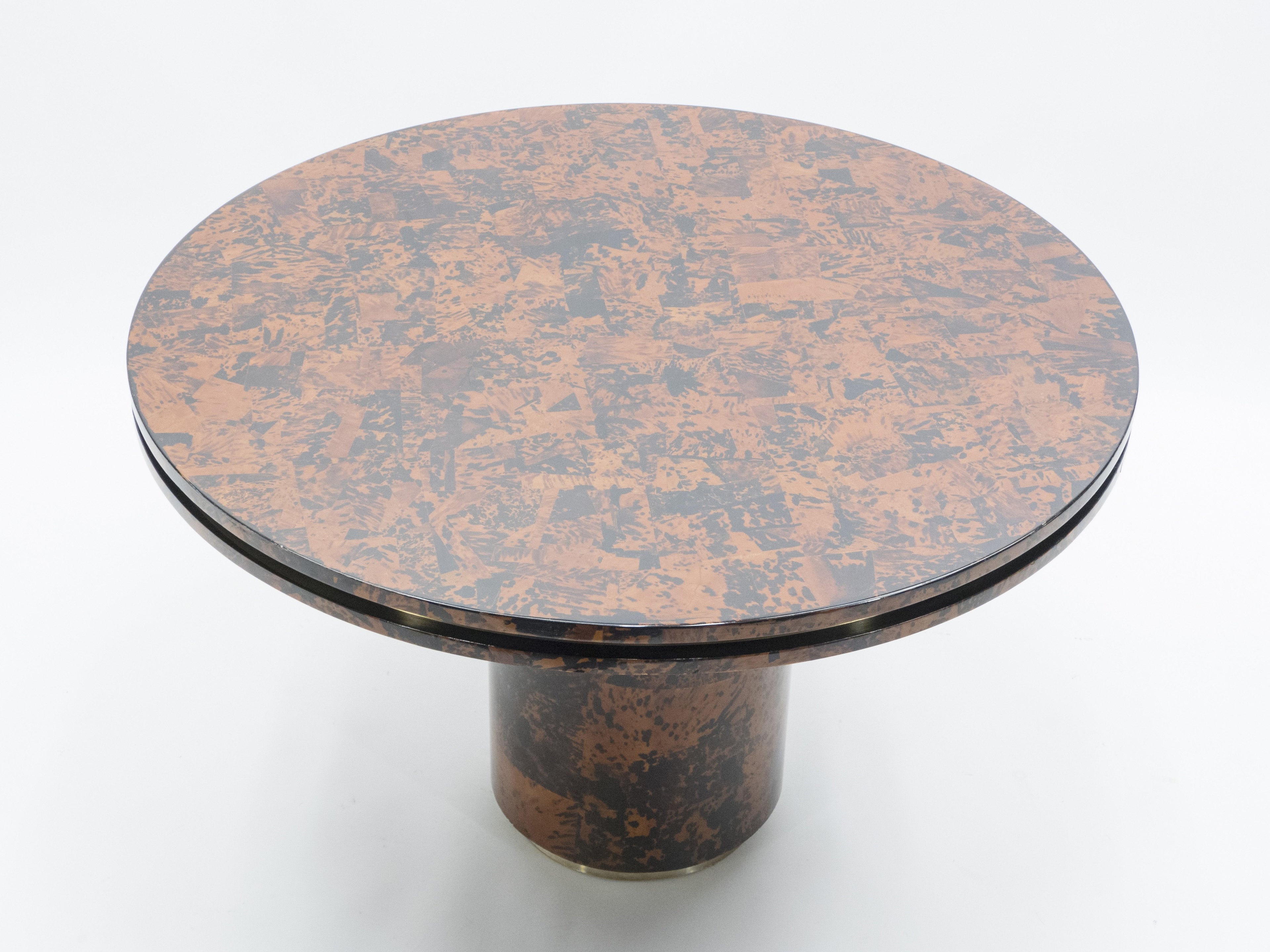 Unique Italian Dining table brass tortoise shells by Ottini Milano 1973