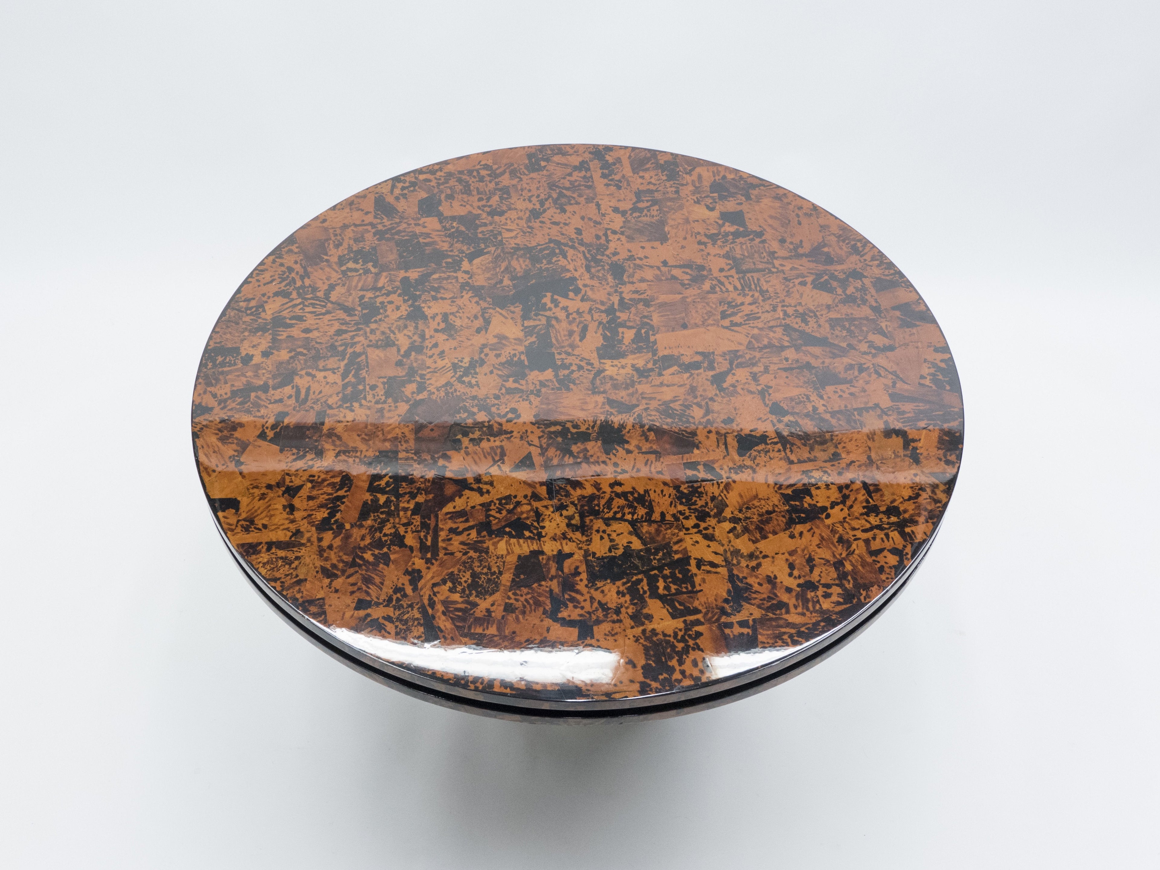 Unique Italian Dining table brass tortoise shells by Ottini Milano 1973