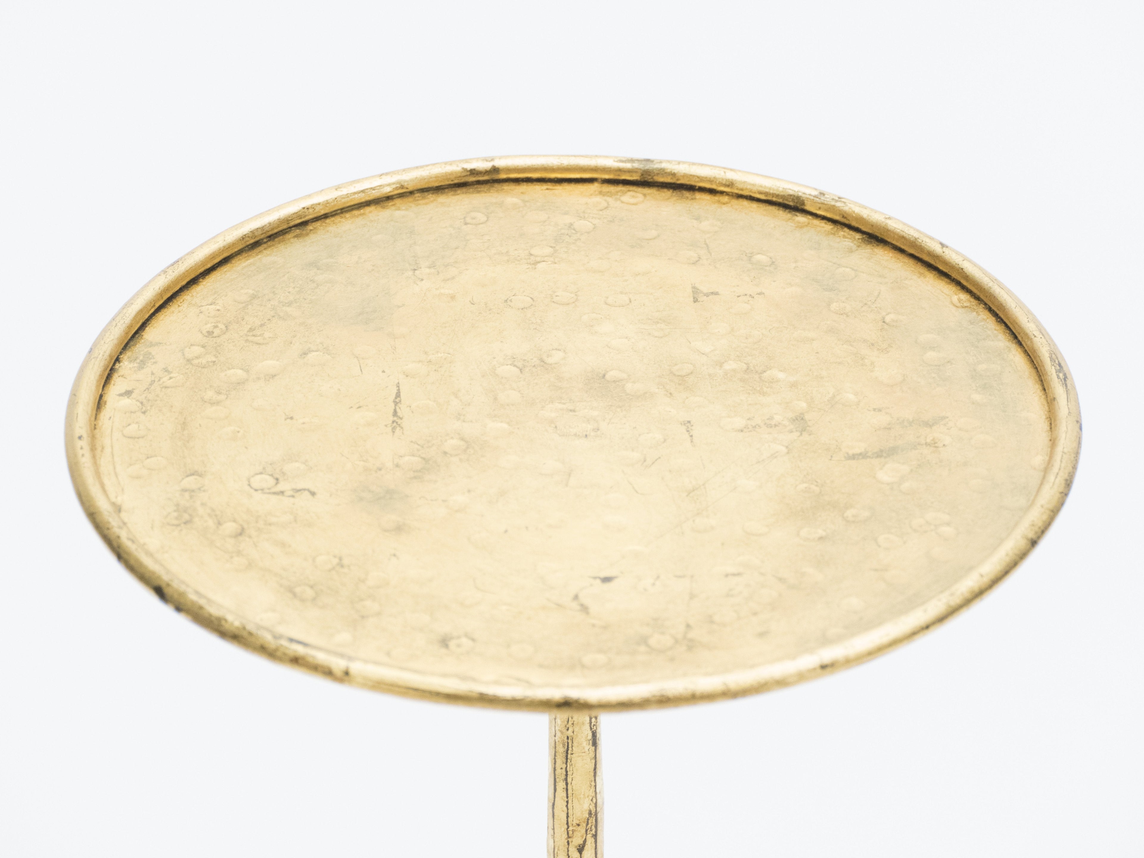 Rare French Henri Pouenat gilt wrought iron gold leaf gueridon 1960s