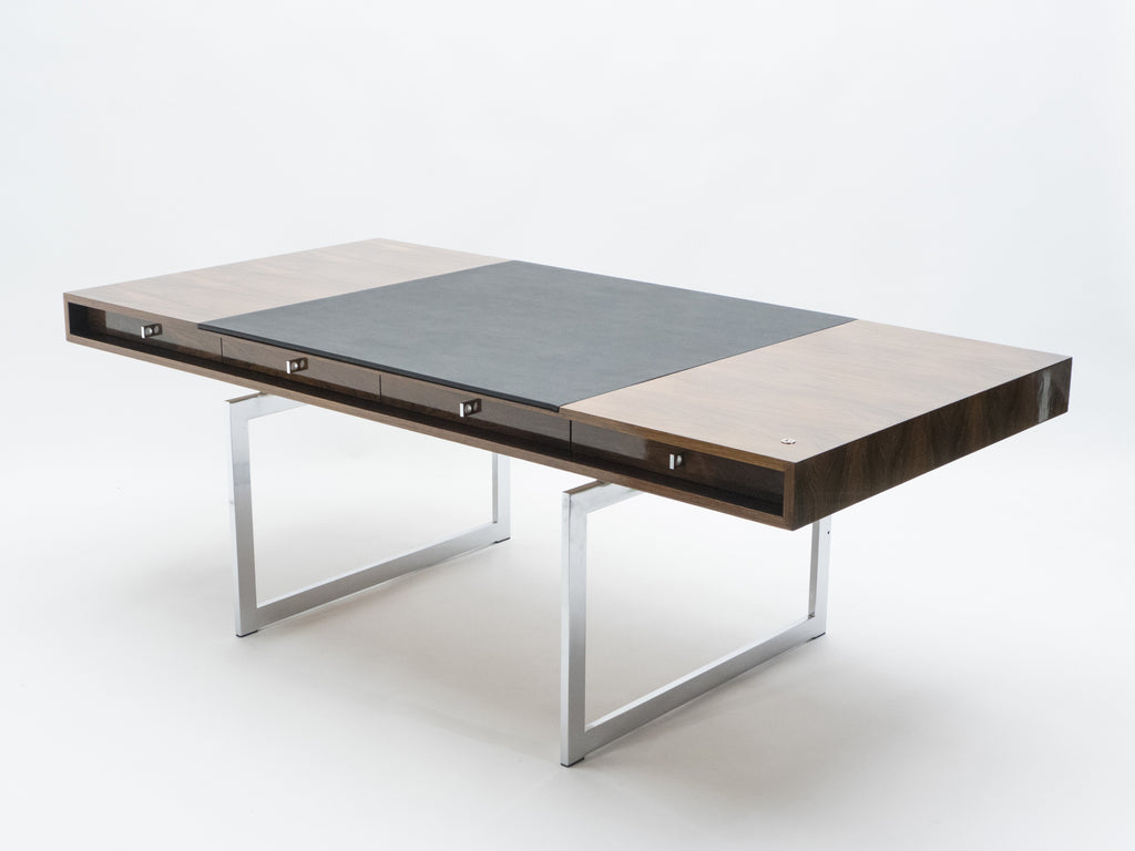 Unique Bodil Kjaer Rosewood chrome desk E. Pedersen & Søn Denmark 1960s