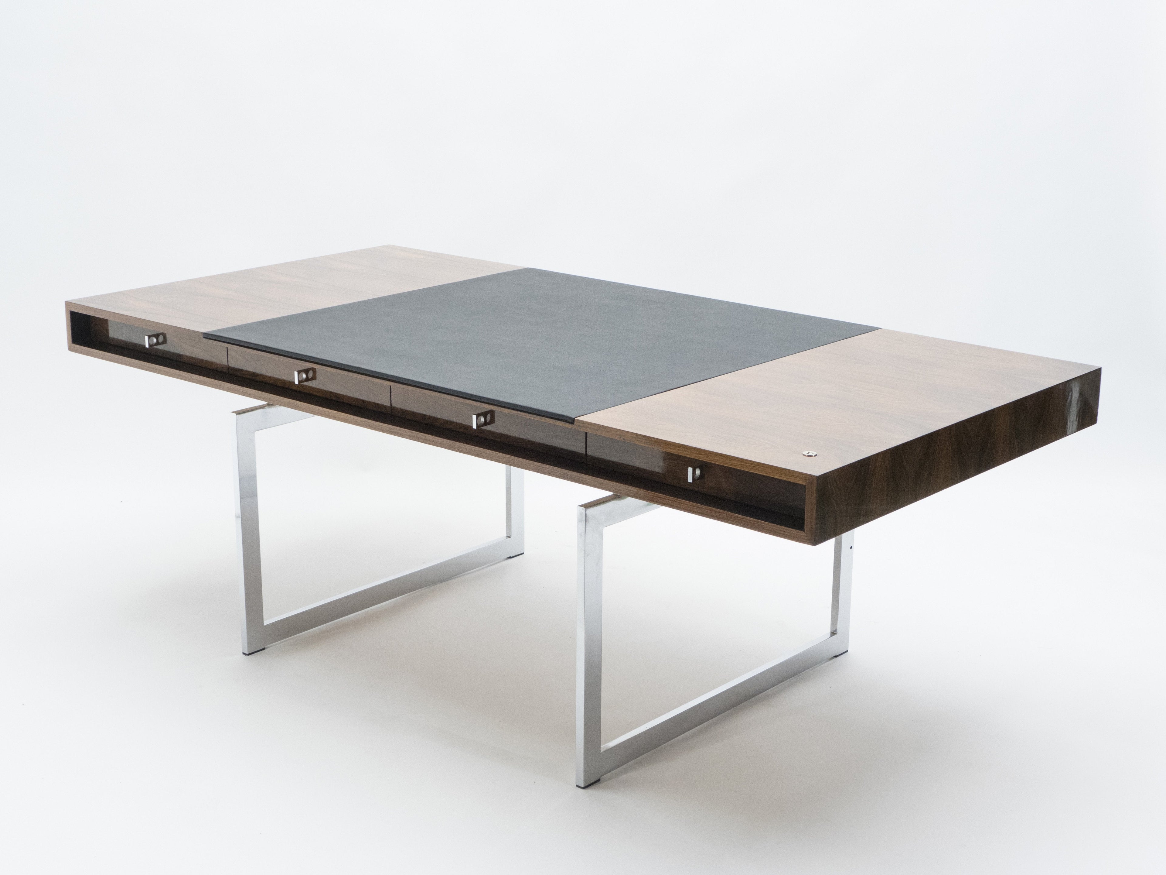 Unique Bodil Kjaer Rosewood chrome desk E. Pedersen & Søn Denmark 1960s