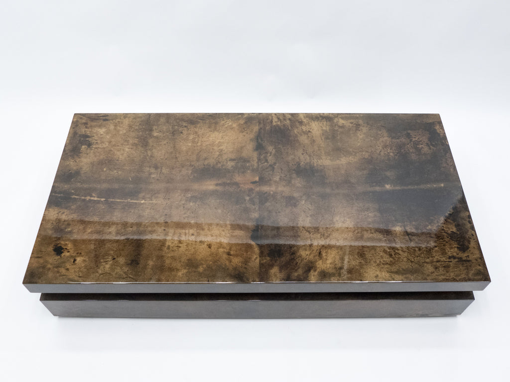 Large goatskin parchment coffee table by Aldo Tura 1960s