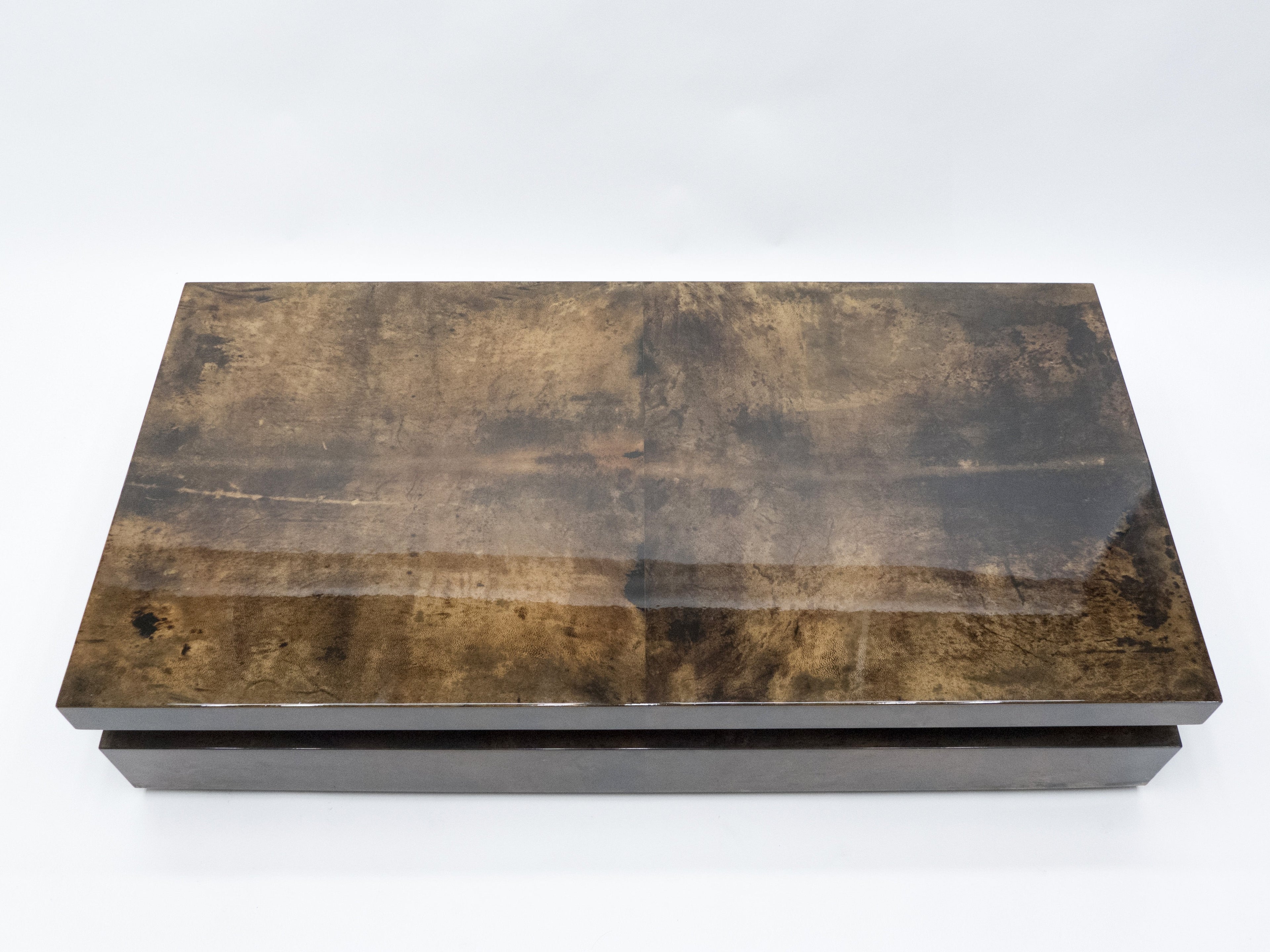 Large goatskin parchment coffee table by Aldo Tura 1960s