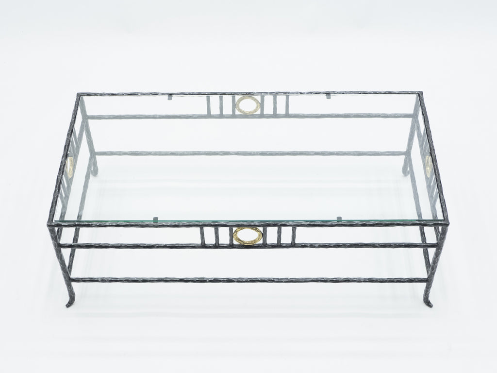 Rare signed gilded wrought iron coffee table by Garouste & Bonetti 1995