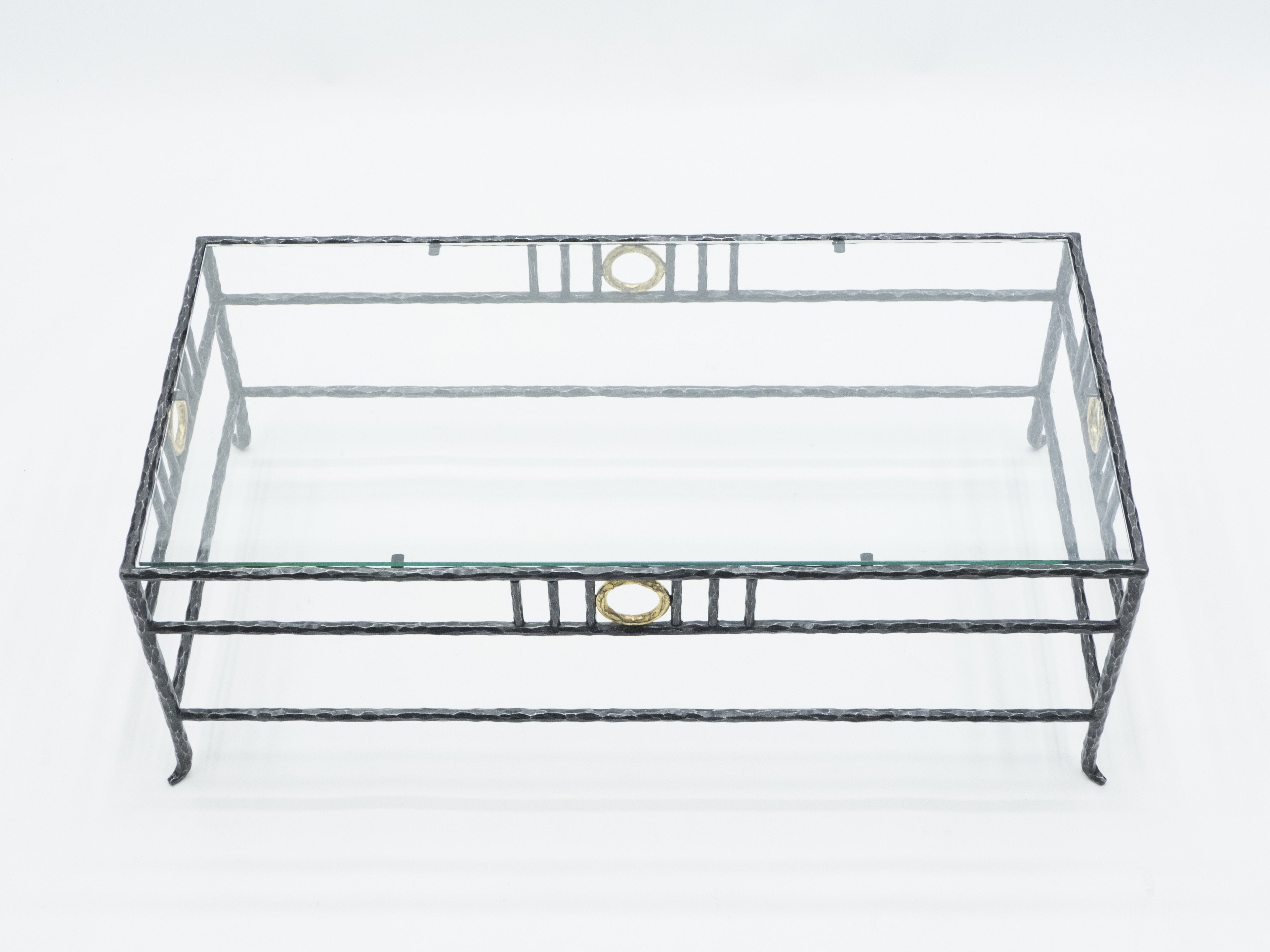Rare signed gilded wrought iron coffee table by Garouste & Bonetti 1995