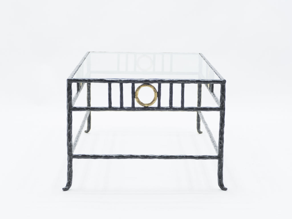 Rare signed gilded wrought iron coffee table by Garouste & Bonetti 1995