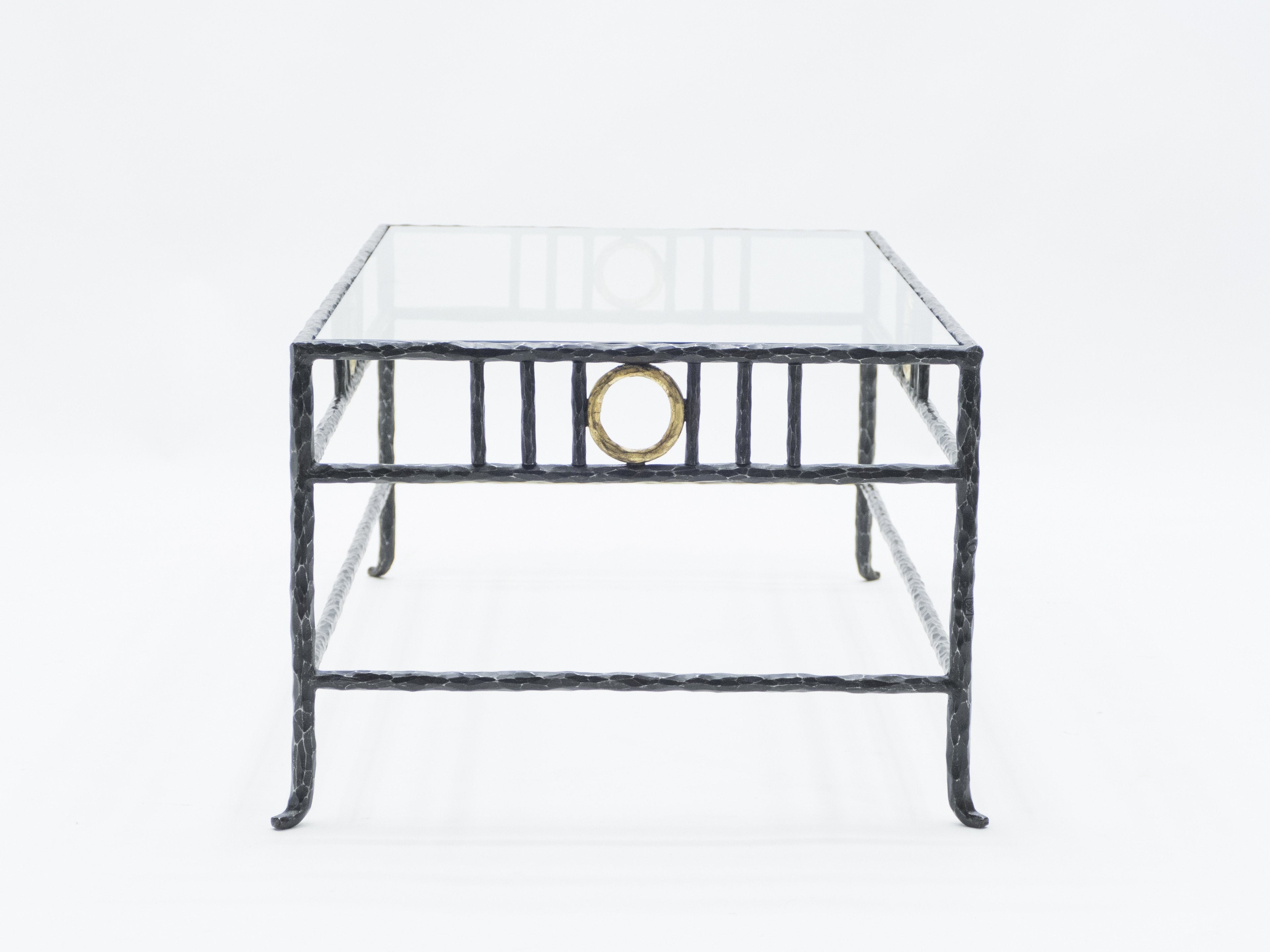 Rare signed gilded wrought iron coffee table by Garouste & Bonetti 1995