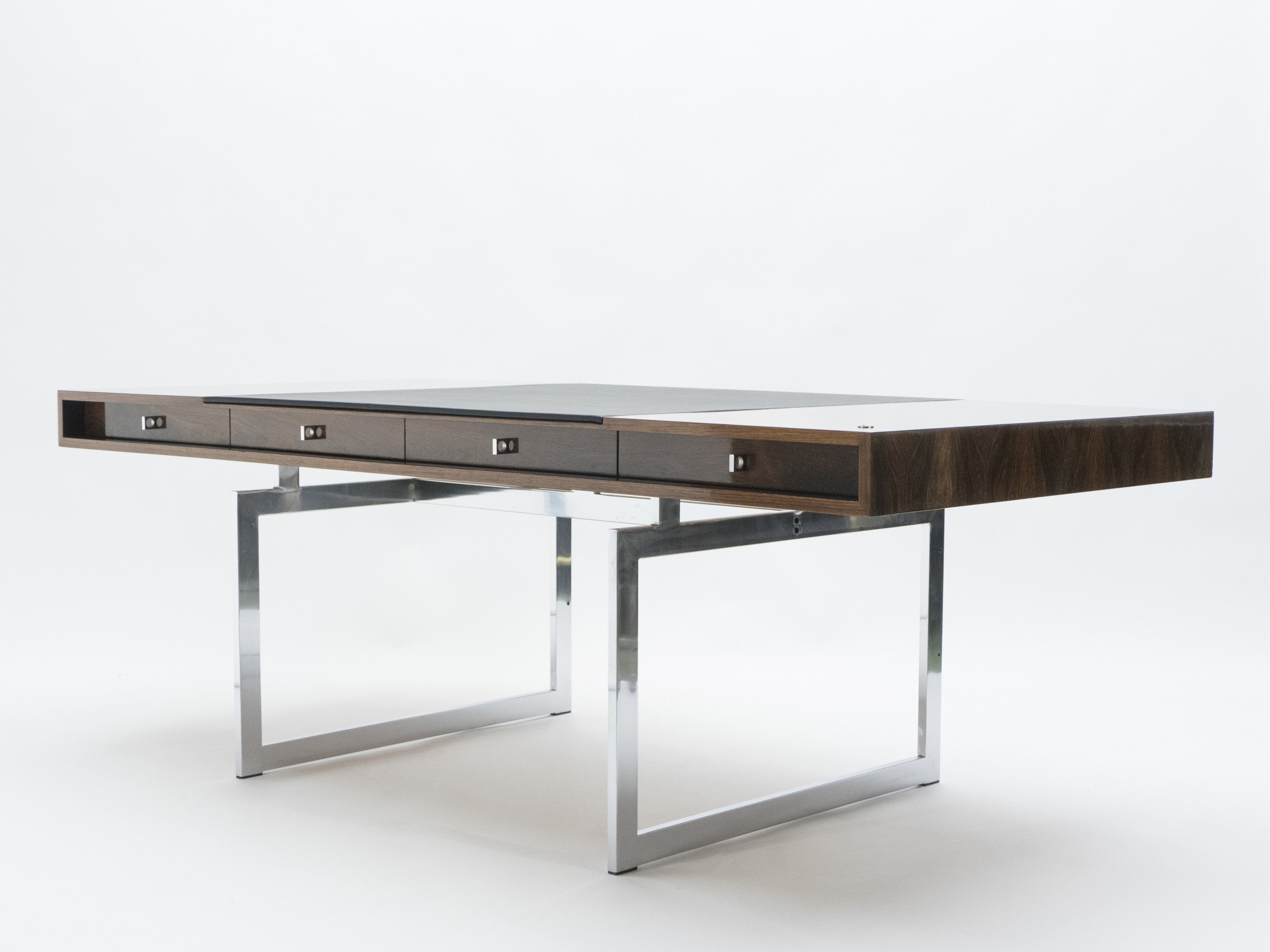 Unique Bodil Kjaer Rosewood chrome desk E. Pedersen & Søn Denmark 1960s
