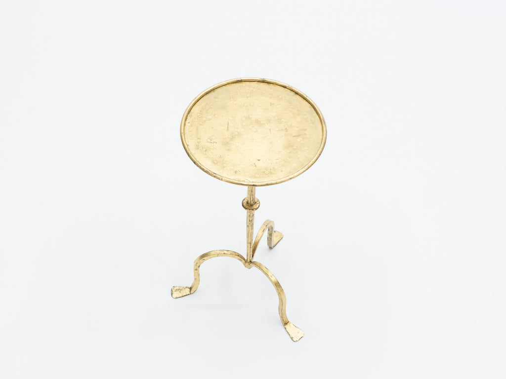 Rare French Henri Pouenat gilt wrought iron gold leaf gueridon 1960s
