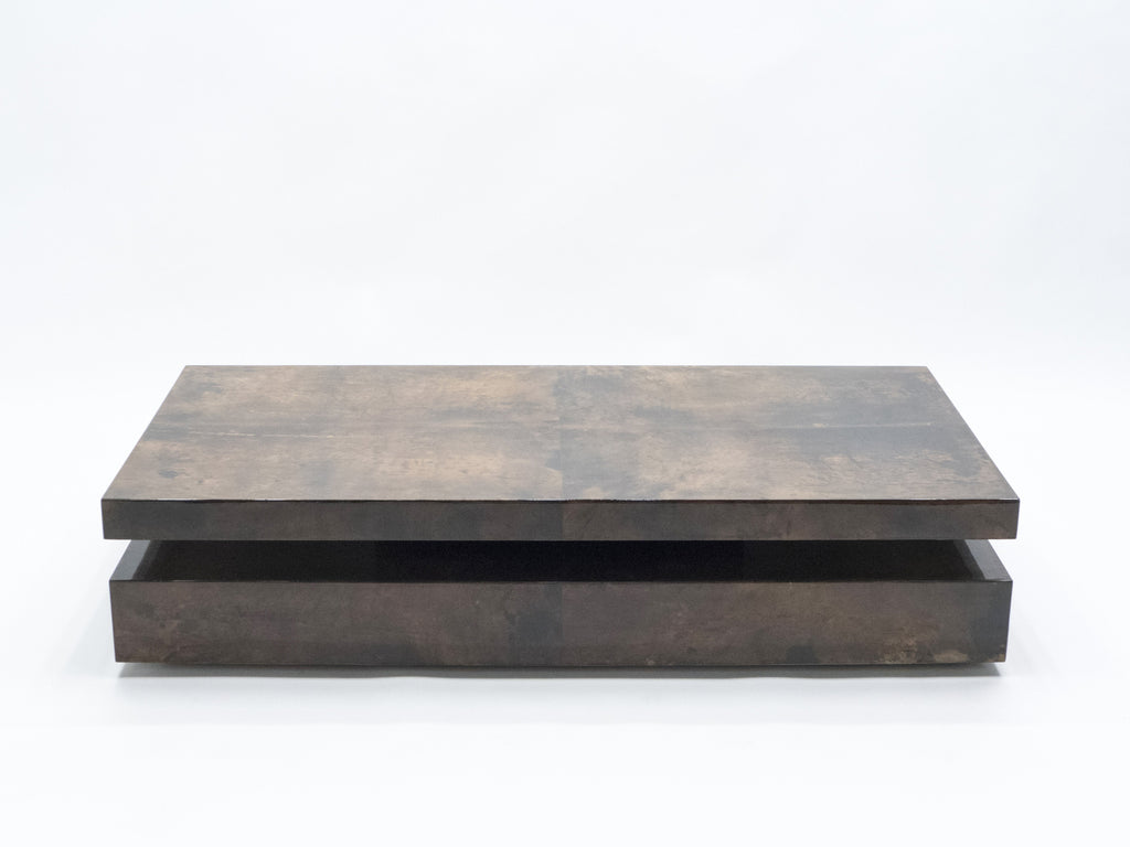 Large goatskin parchment coffee table by Aldo Tura 1960s