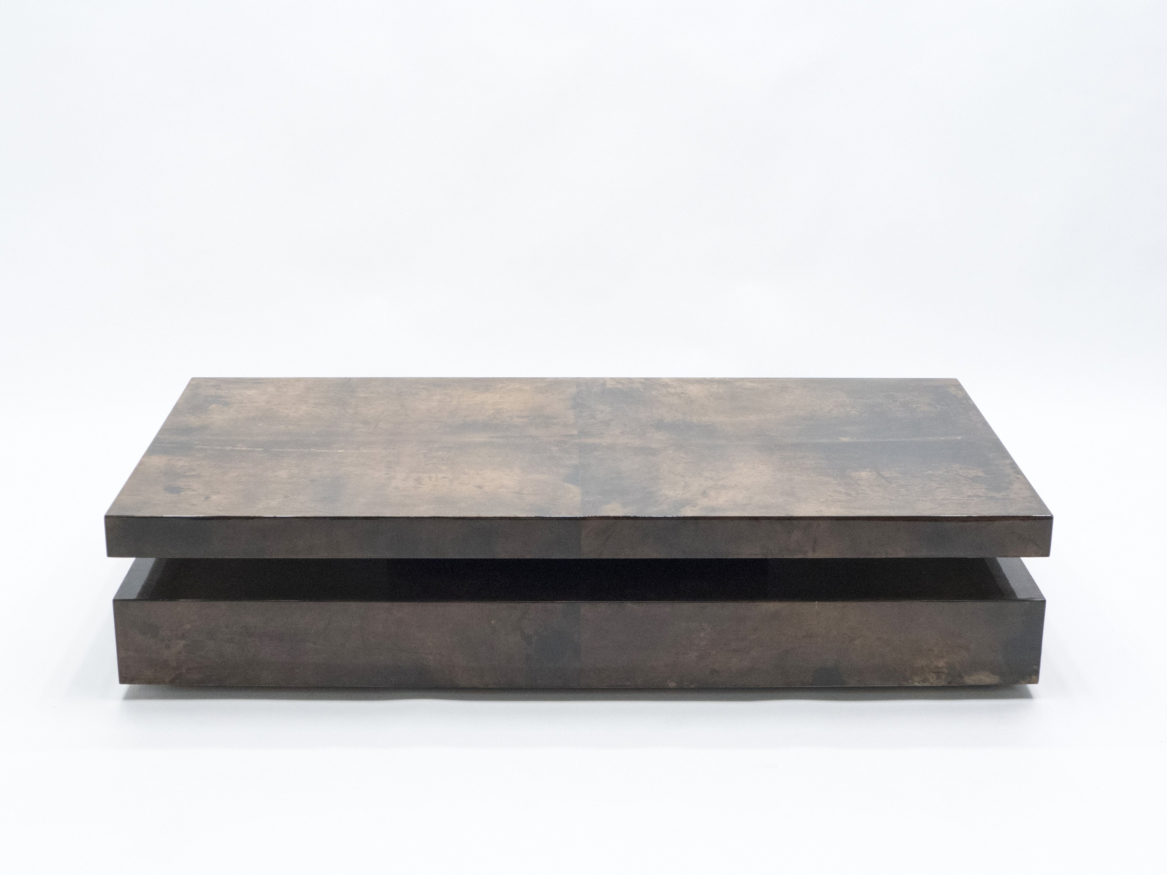 Large goatskin parchment coffee table by Aldo Tura 1960s