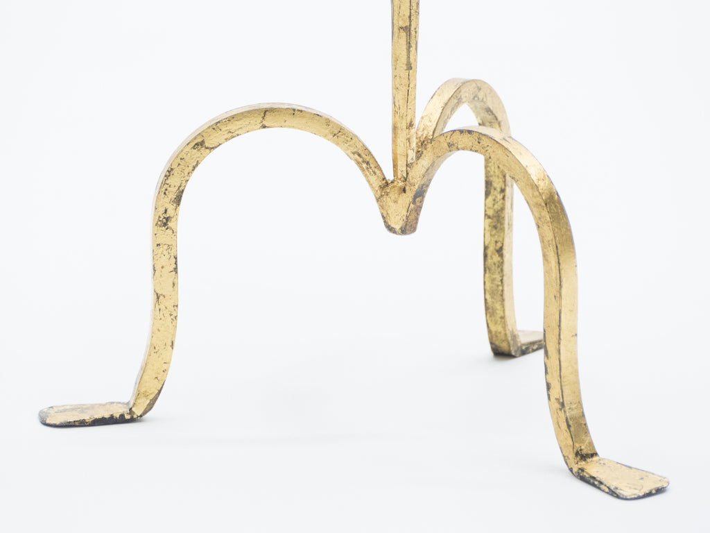 Rare French Henri Pouenat gilt wrought iron gold leaf gueridon 1960s