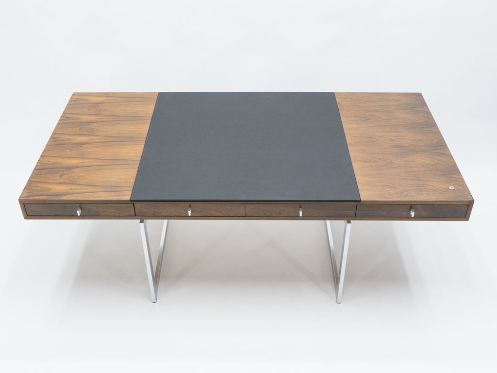 Unique Bodil Kjaer Rosewood chrome desk E. Pedersen & Søn Denmark 1960s