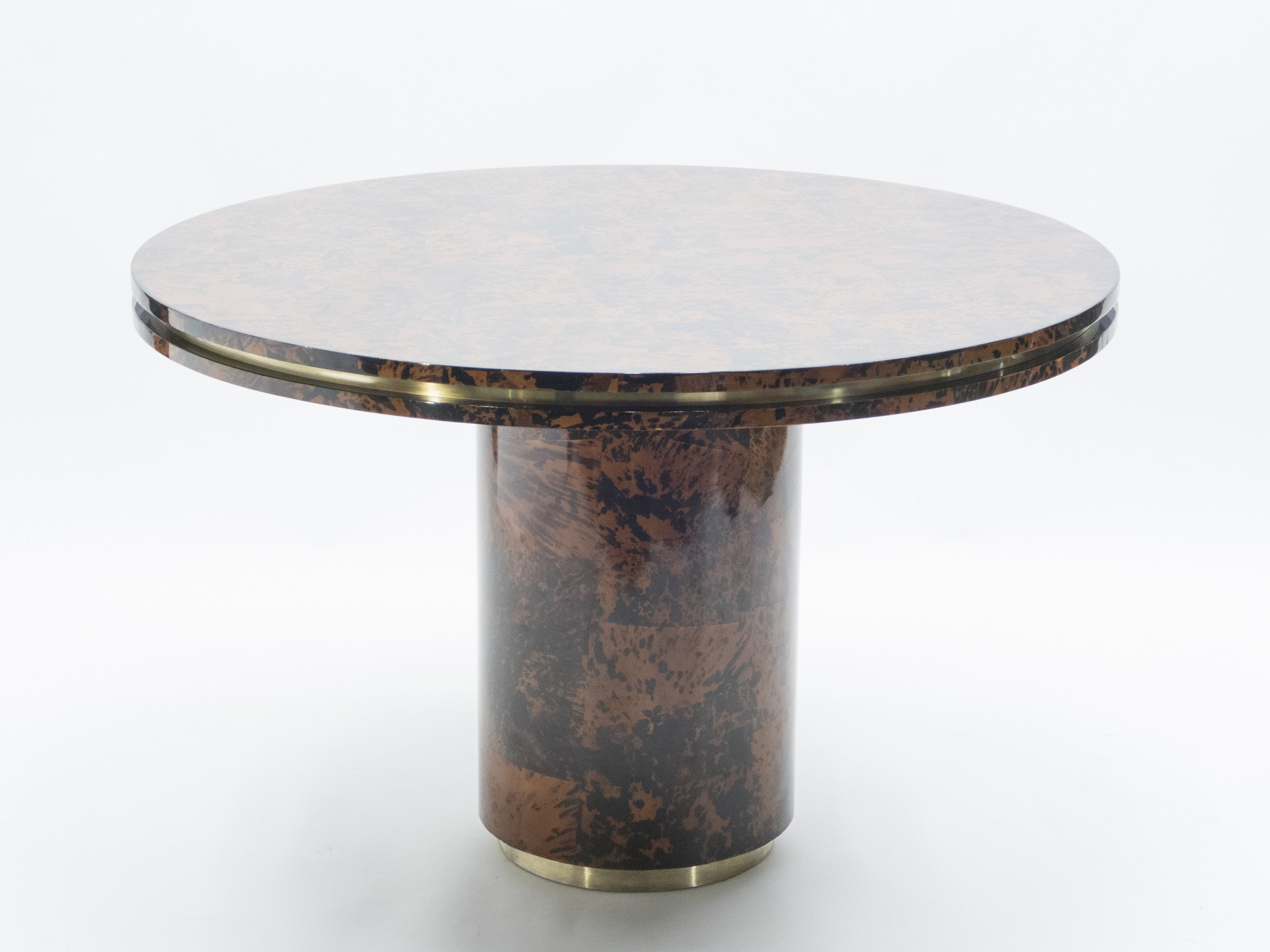 Unique Italian Dining table brass tortoise shells by Ottini Milano 1973