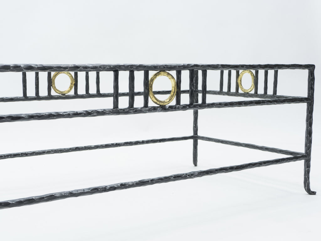 Rare signed gilded wrought iron coffee table by Garouste & Bonetti 1995