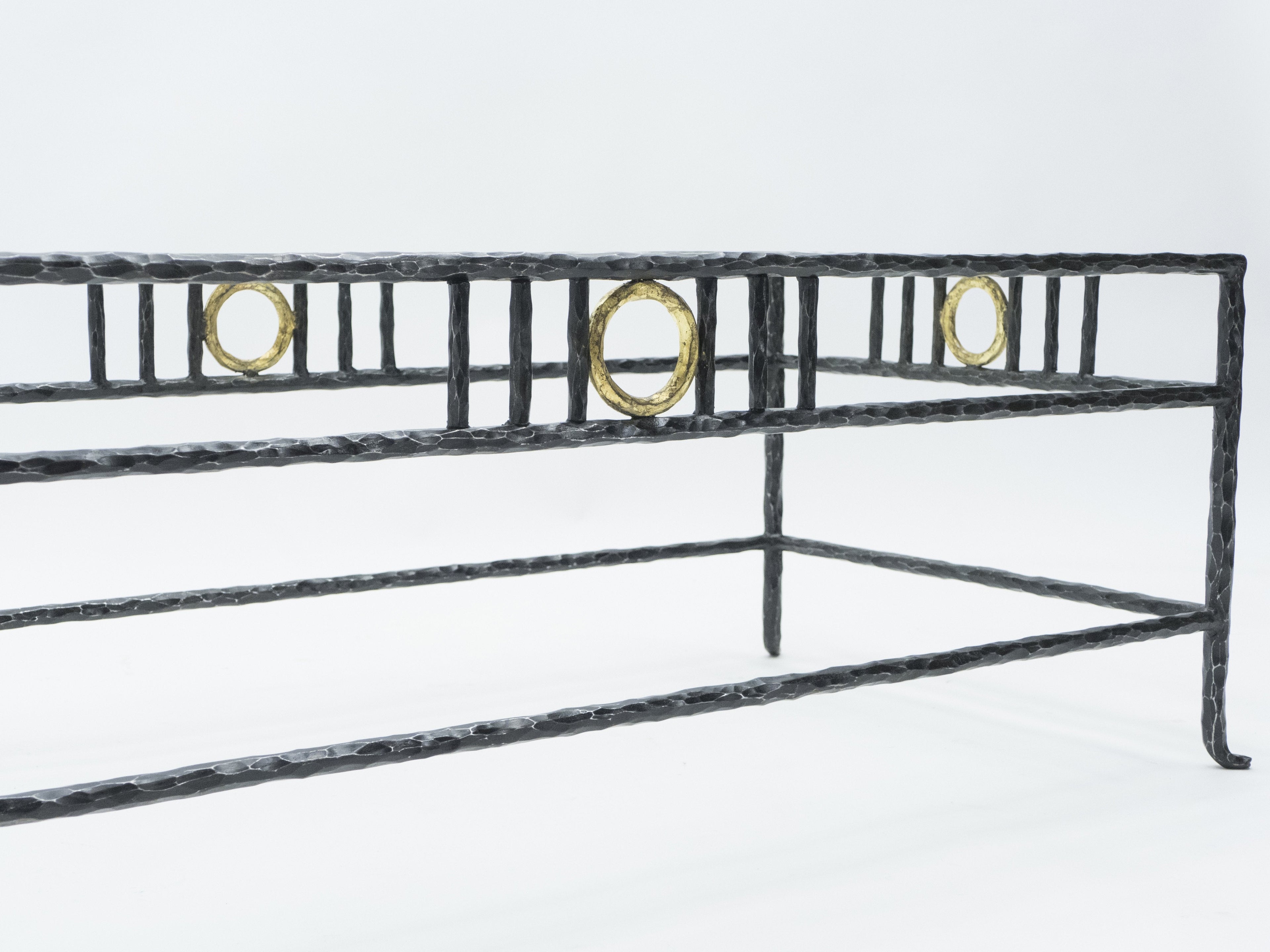 Rare signed gilded wrought iron coffee table by Garouste & Bonetti 1995