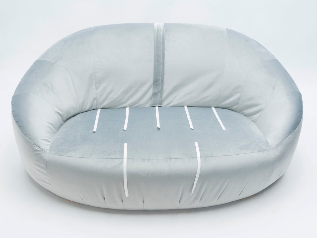 Unique velvet flower Sofa by Raphael Raffel for Honore Paris late 1970s