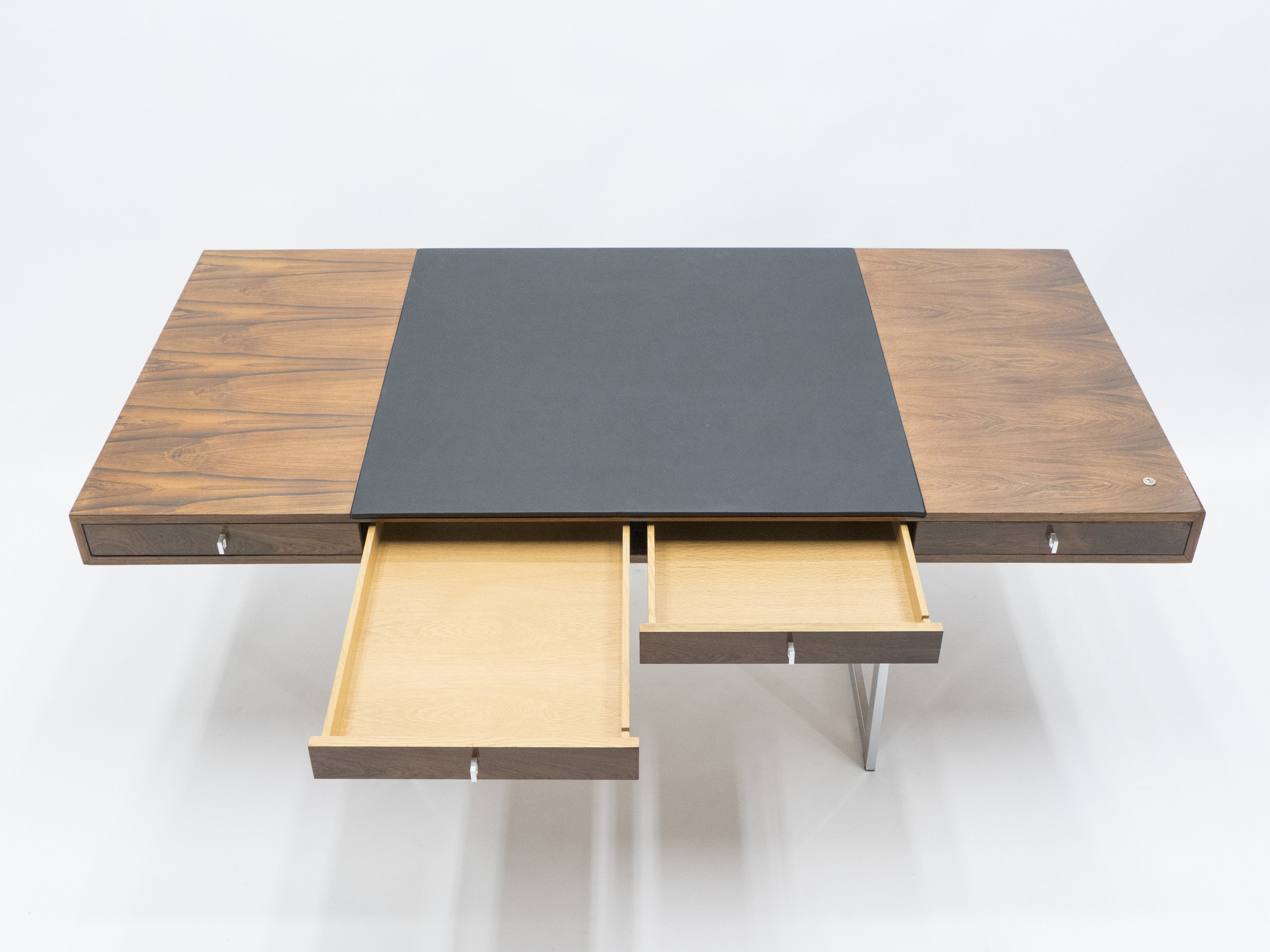 Unique Bodil Kjaer Rosewood chrome desk E. Pedersen & Søn Denmark 1960s