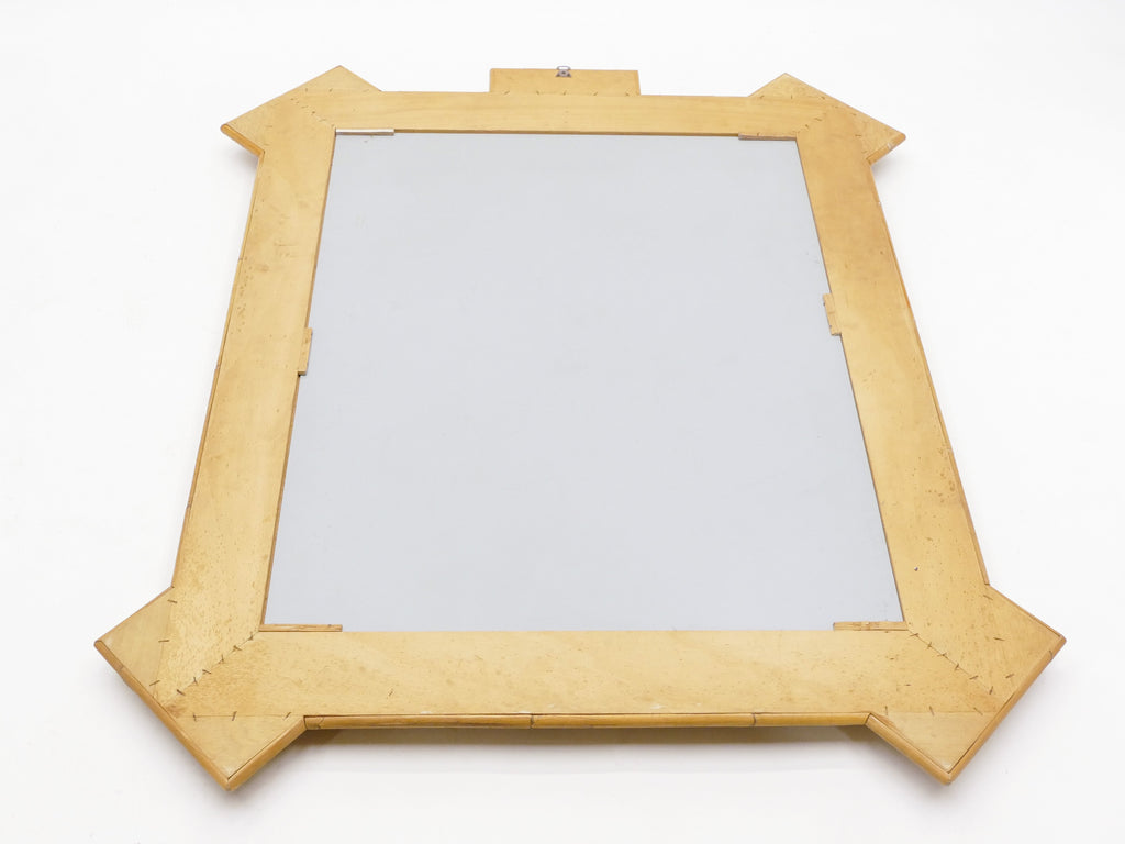 Rare XL rattan bamboo mirror Maurizio Mariani for Vivai Del Sud Roma 1970s