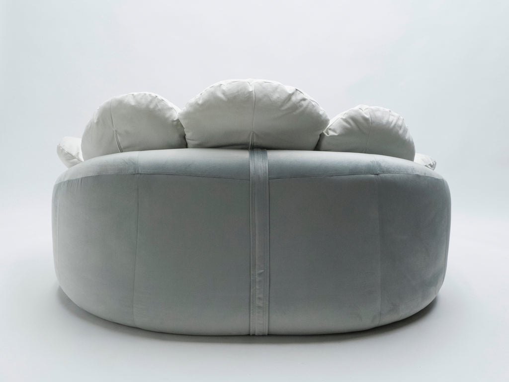 Unique velvet flower Sofa by Raphael Raffel for Honore Paris late 1970s