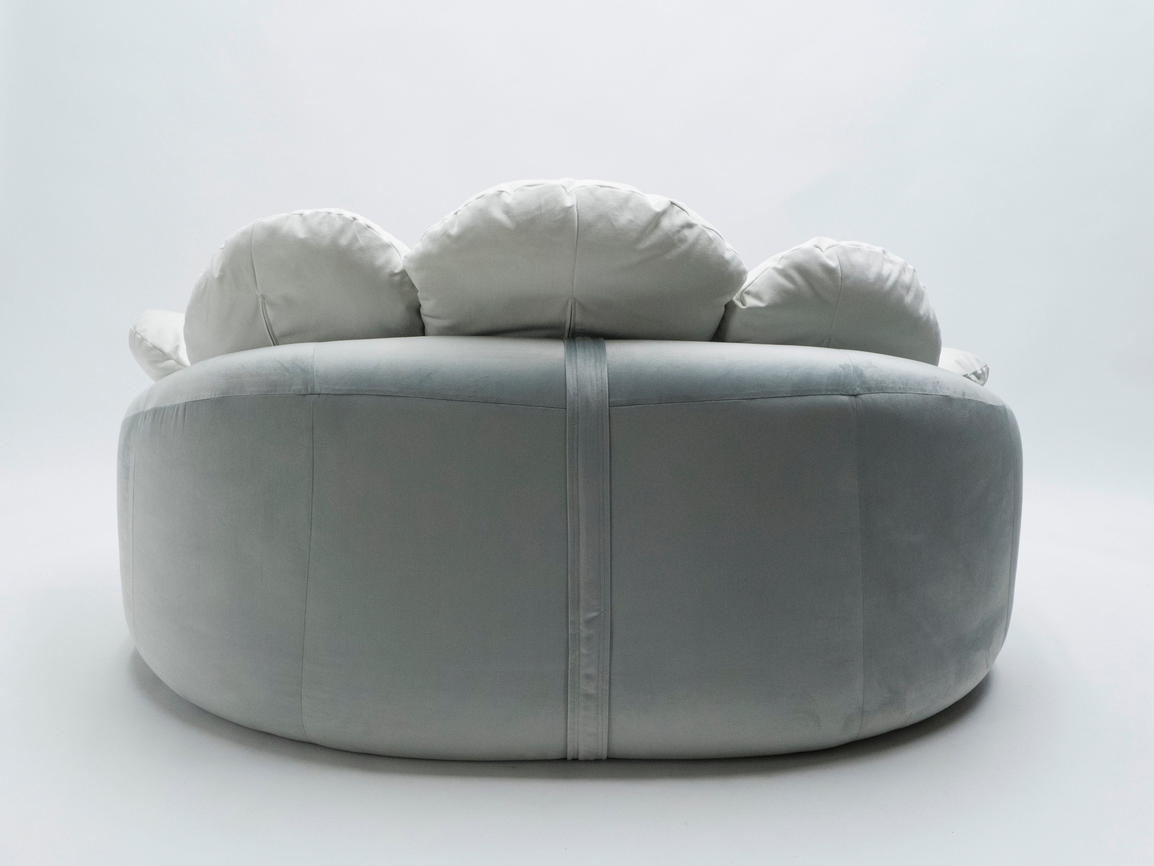 Unique velvet flower Sofa by Raphael Raffel for Honore Paris late 1970s