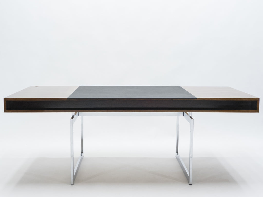Unique Bodil Kjaer Rosewood chrome desk E. Pedersen & Søn Denmark 1960s